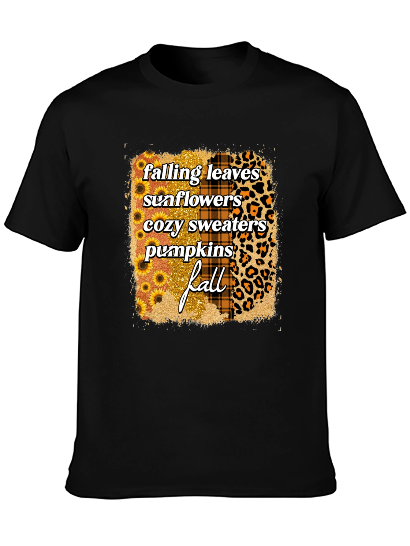 Black Fall Theme Graphic T-Shirt view 3