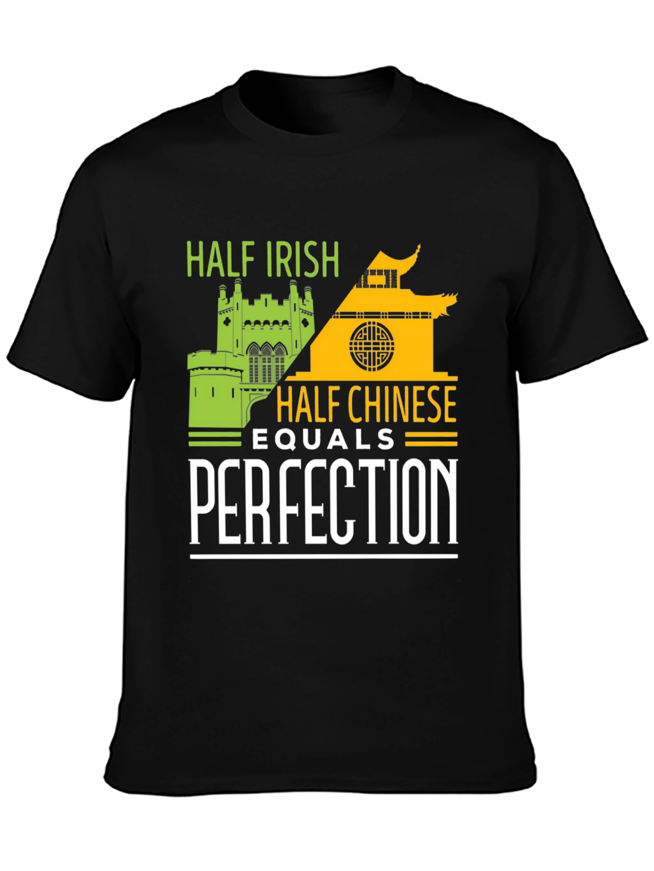 Black Half Irish Half Chinese Perfection Graphic Tee view 3