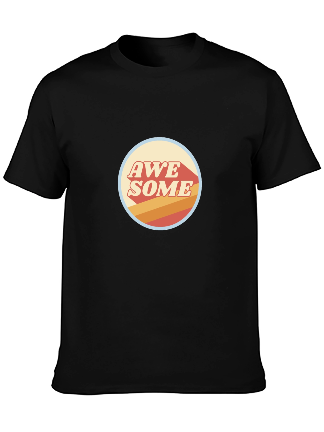 Black Awesome Retro Graphic Tee - Stylish Black T-Shirt view 3
