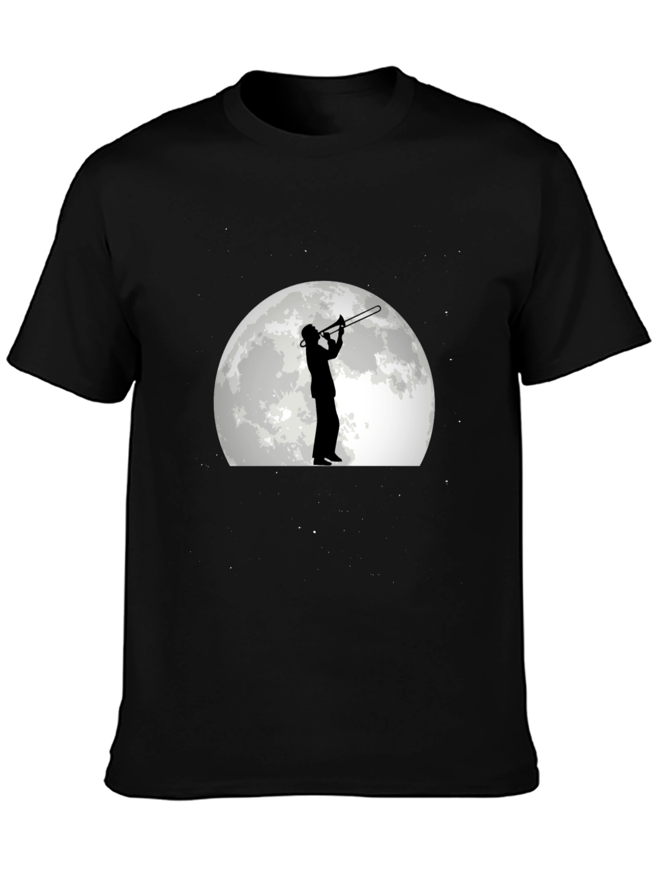 Black Moonlight Trombone Player Graphic Tee view 3