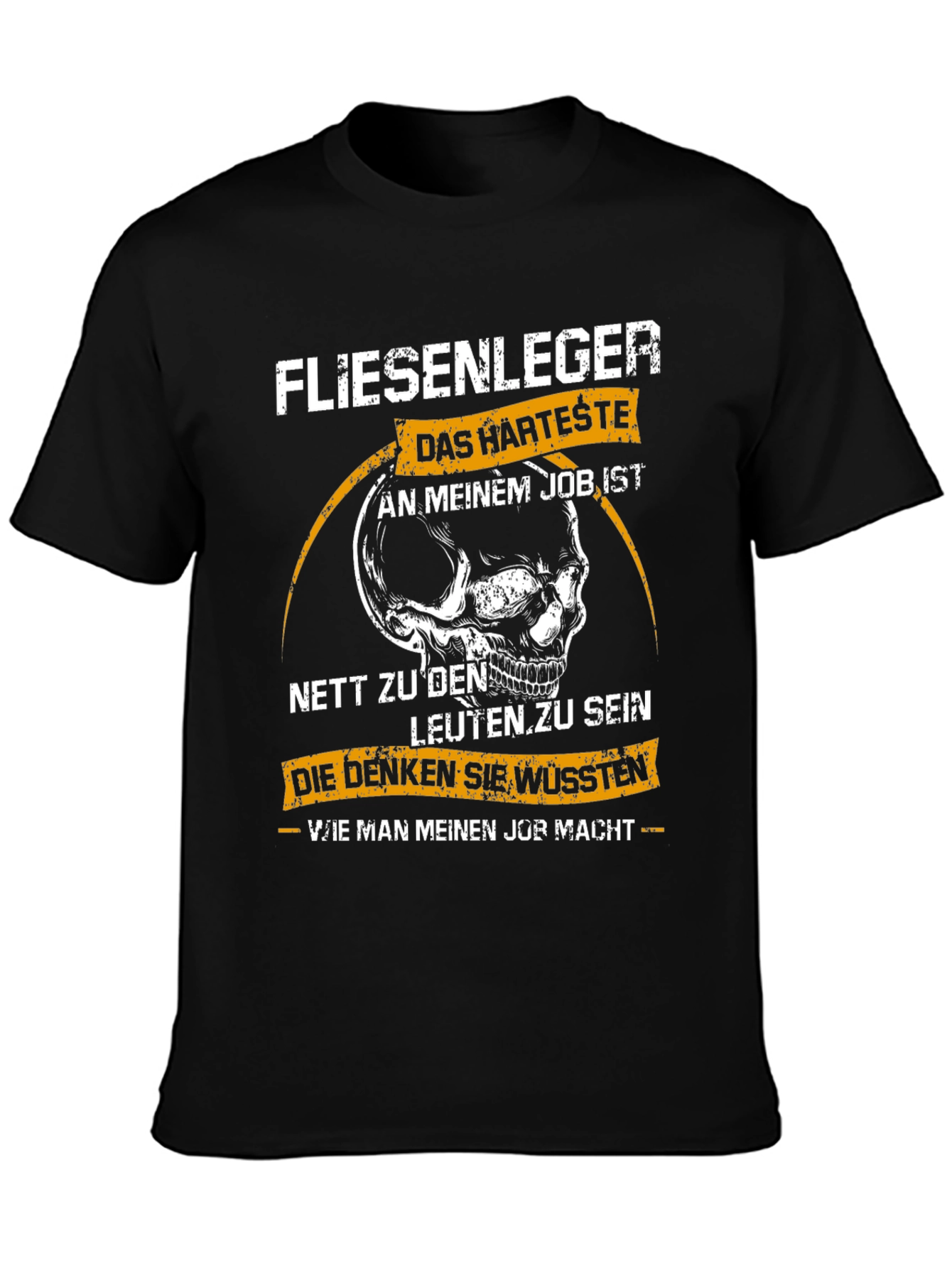 Black Humorous Tradesman T-Shirt: Fliesenleger Skull Tee view 3