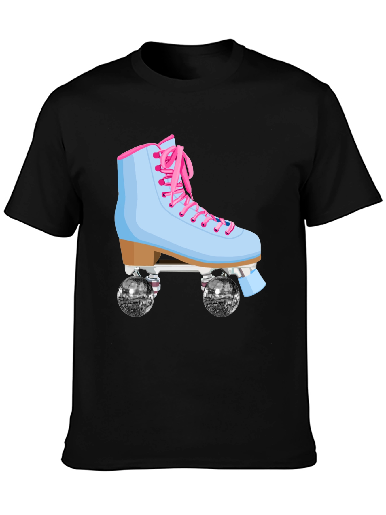 Black Retro Roller Skate Graphic T-Shirt view 3