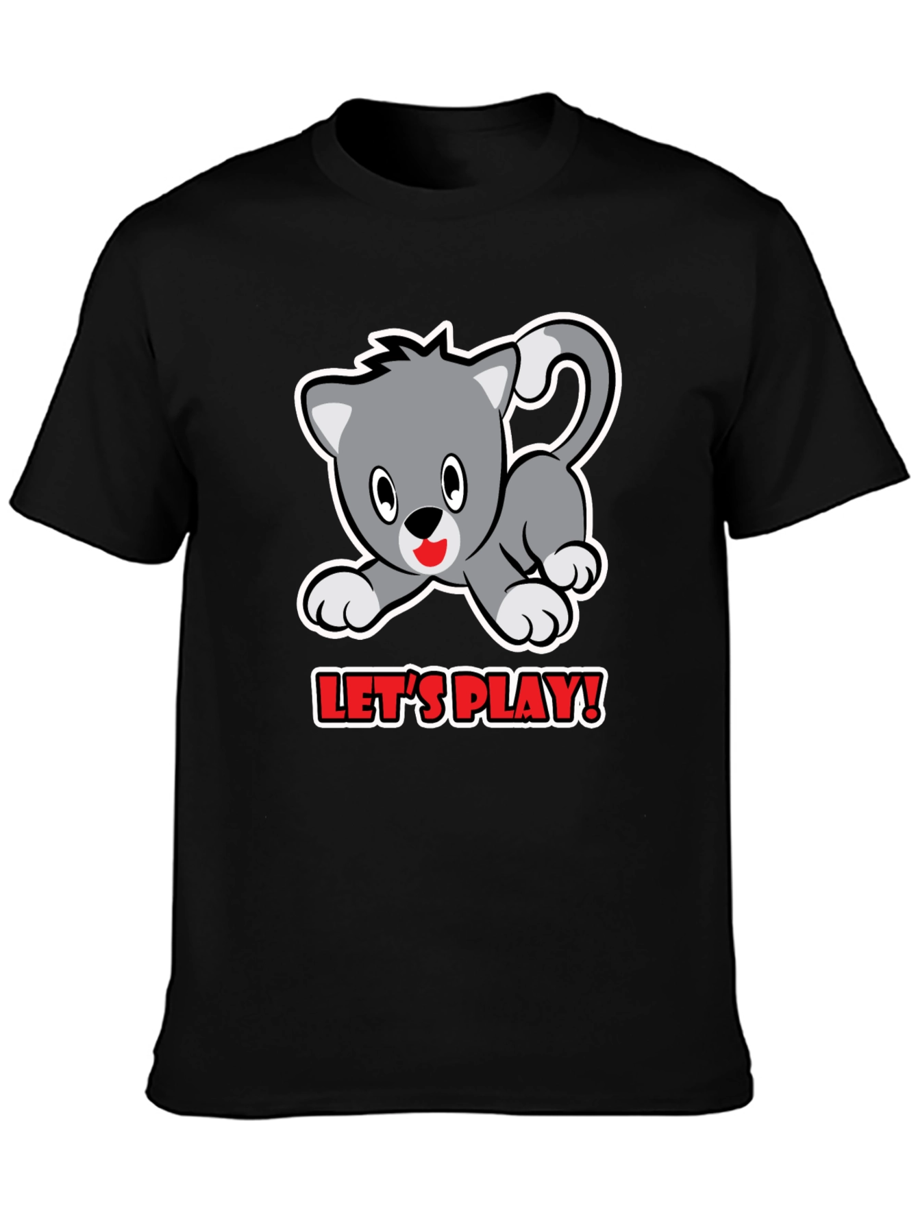 Black Cute Kitten Play T-Shirt view 3