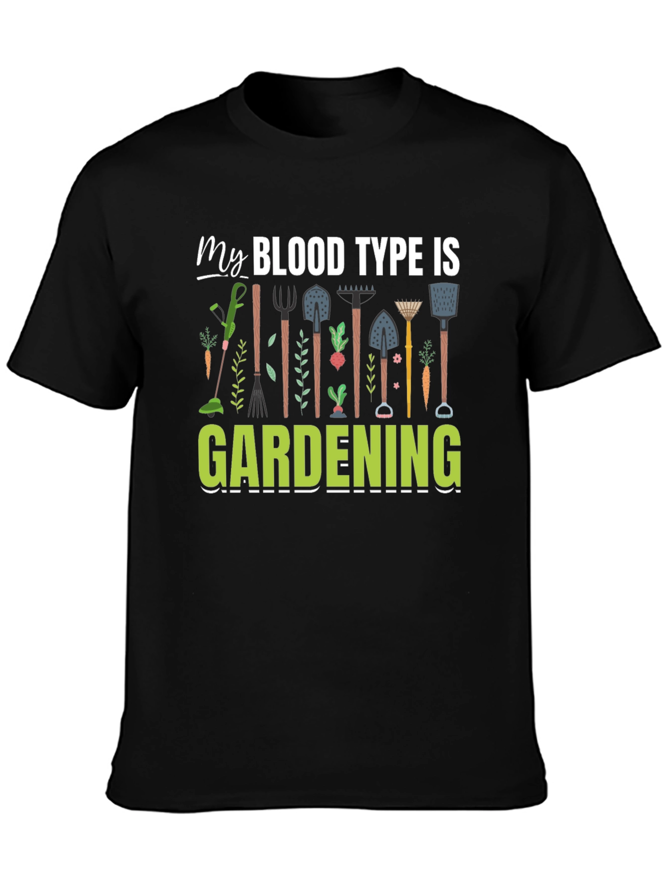 Black Gardening Blood Type T-Shirt view 3
