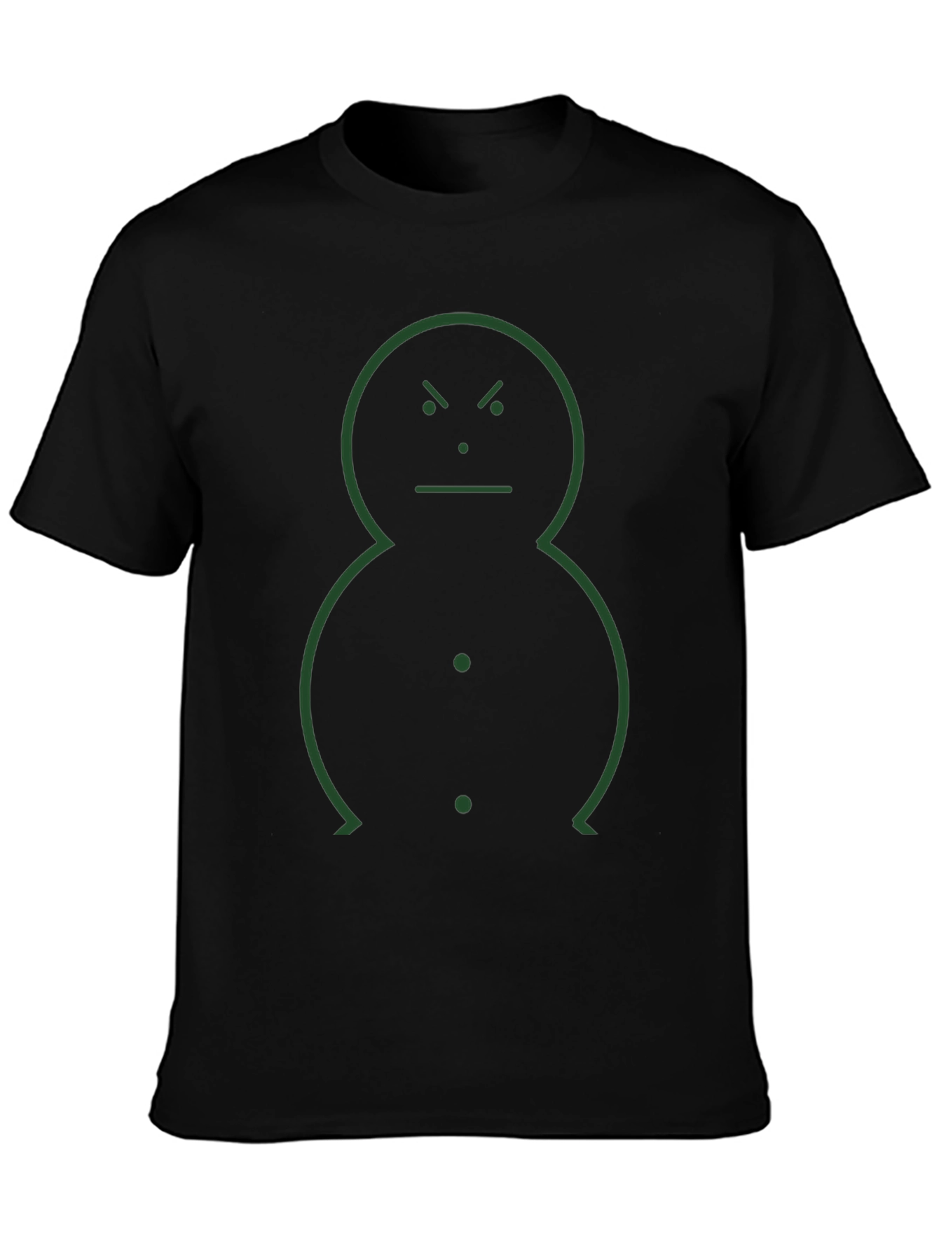 Black Minimalist Angry Snowman Graphic Tee view 3