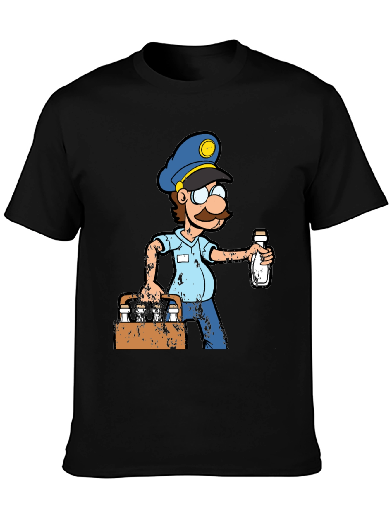 Black Cartoon Milkman T-Shirt view 3