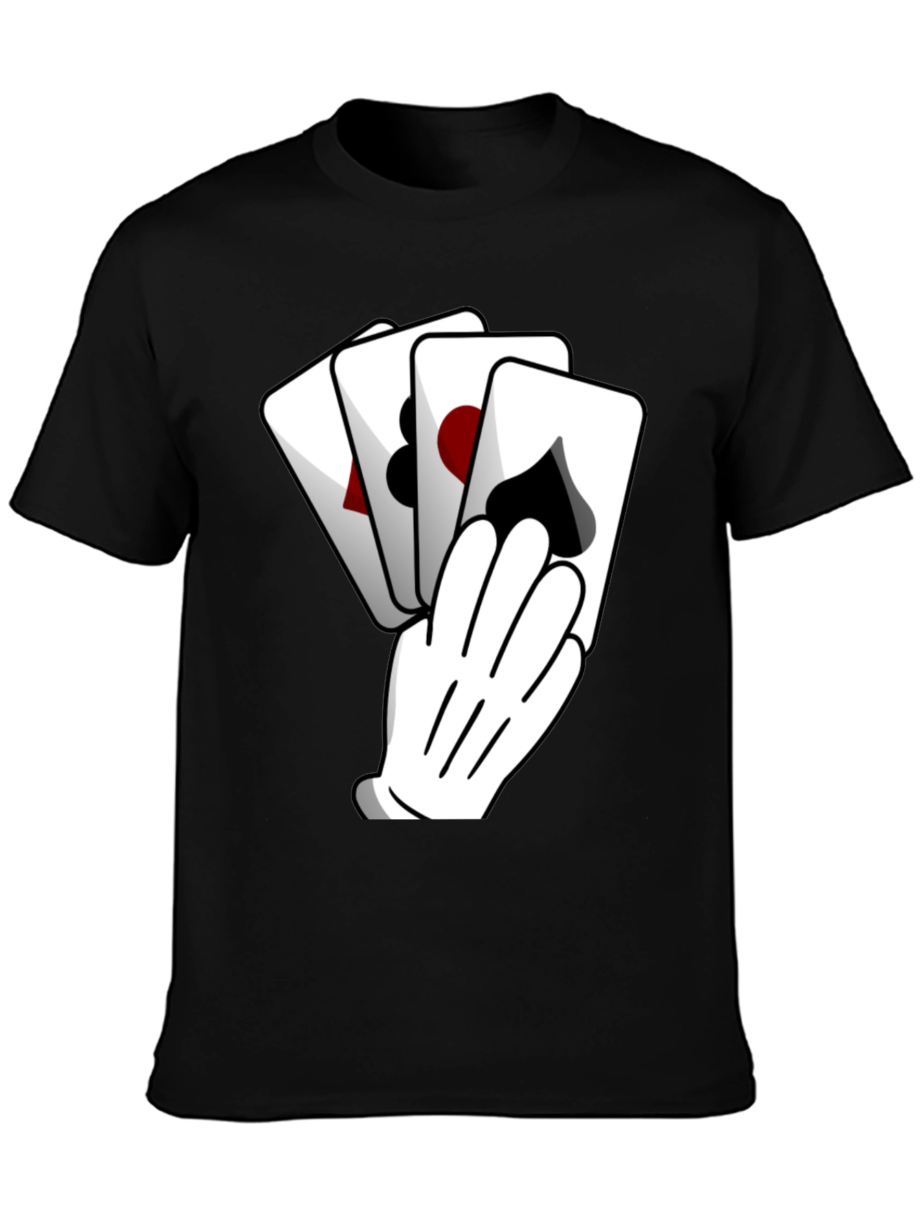 Black Playing Card Hand Black Graphic Tee view 3