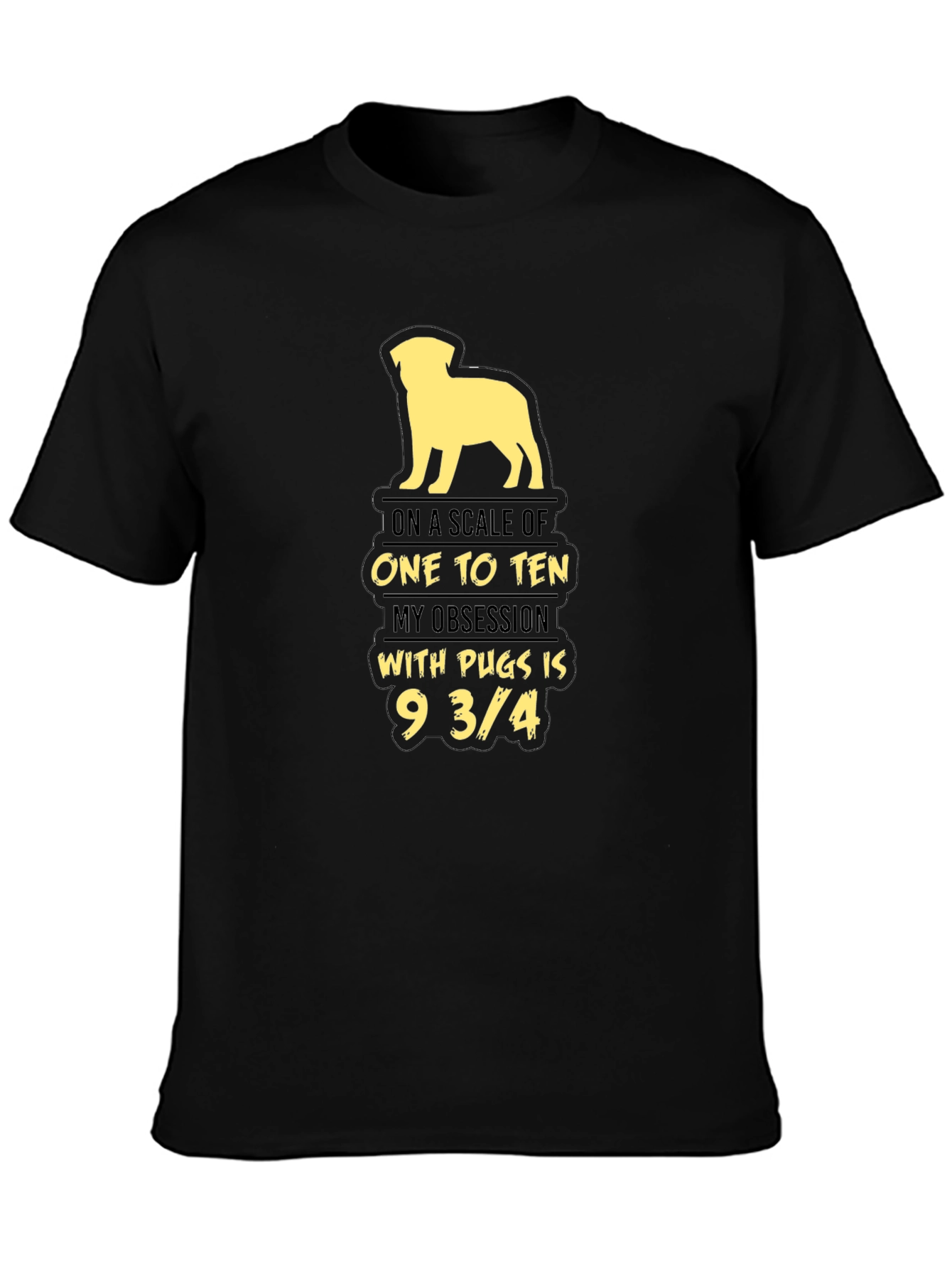 Black Pug Obsession T-Shirt - Unisex Graphic Tee view 3