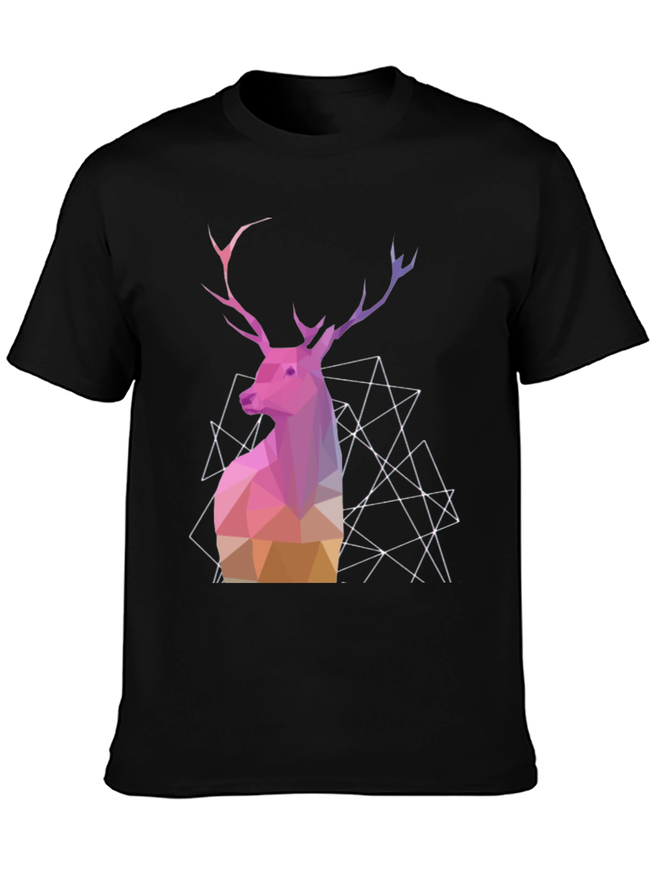 Black Geometric Deer Graphic Tee - Modern Animal Design view 3
