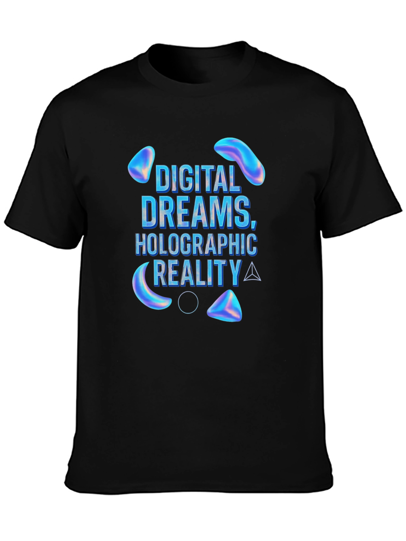 Black Digital Dreams Holographic Reality T-Shirt view 3