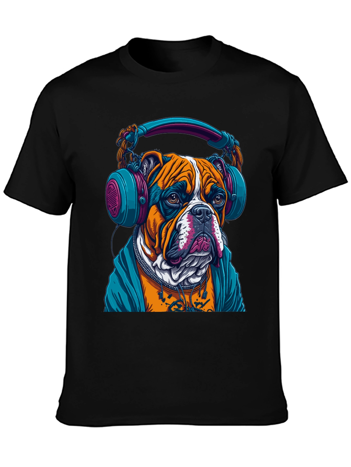 Black Bulldog DJ Graphic Tee - Cool & Trendy! view 3
