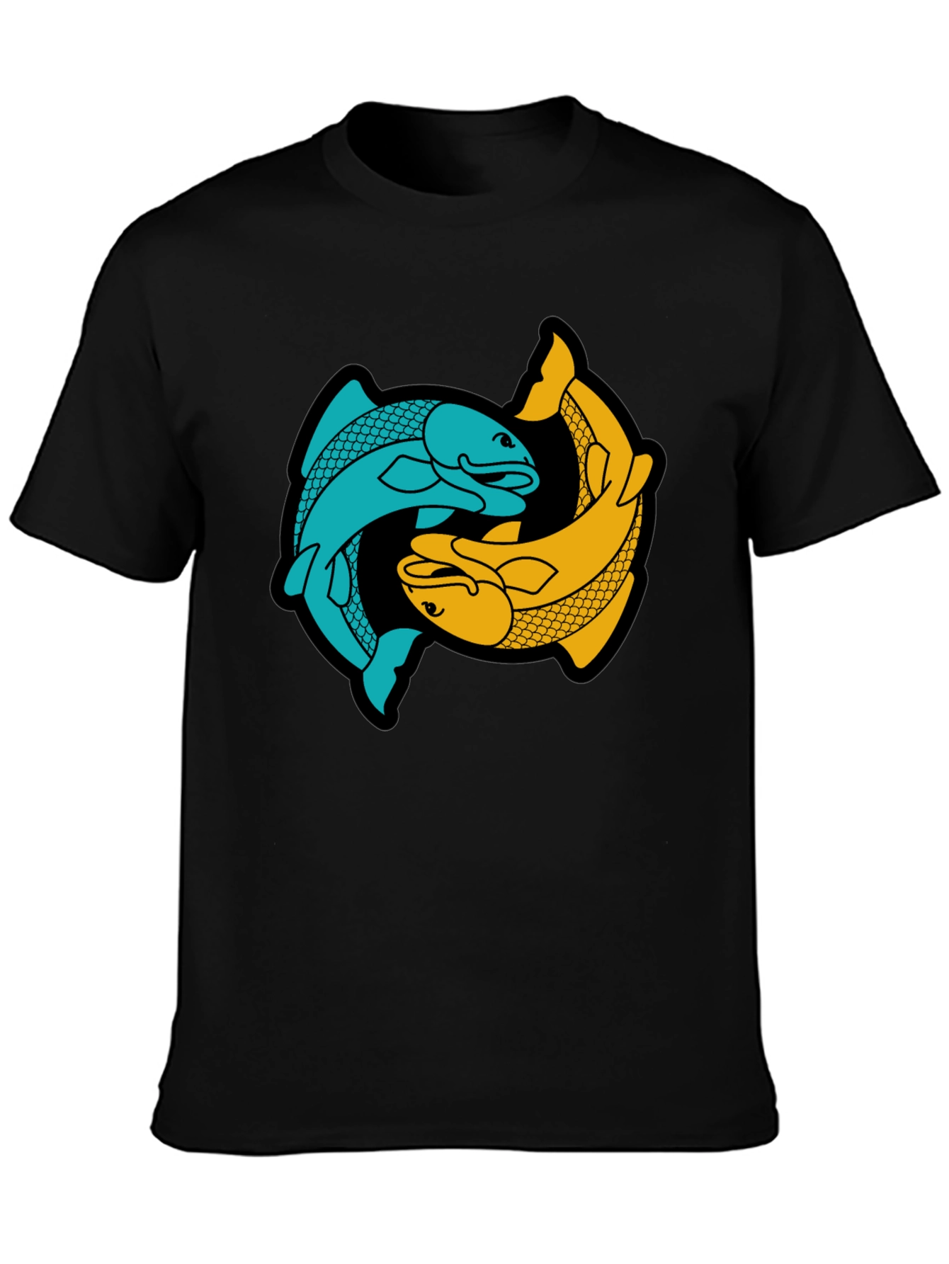 Black Yin Yang Fish Graphic Tee - Black Cotton Blend view 3