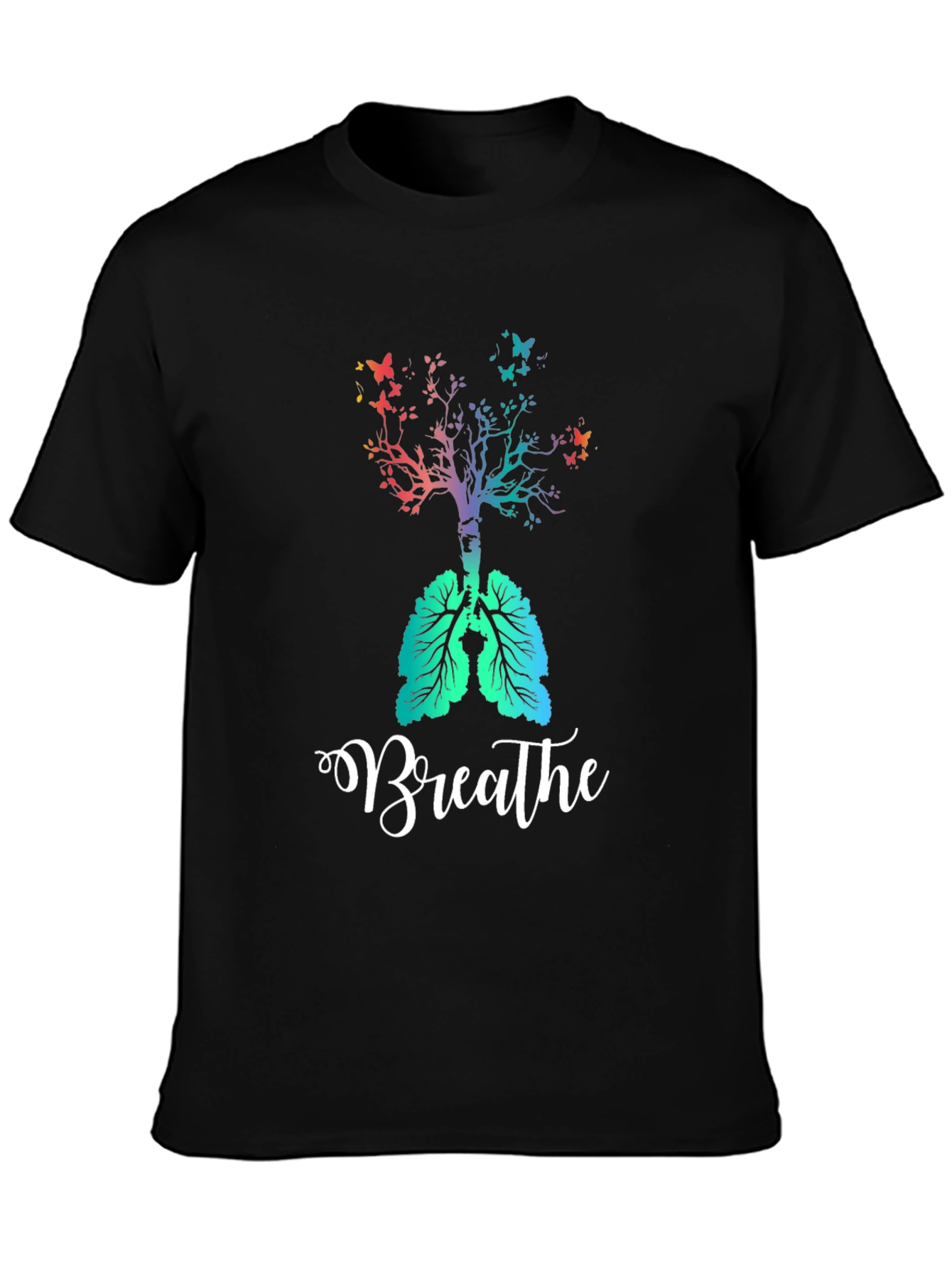 Black Breathe Tree Lungs T-Shirt view 3