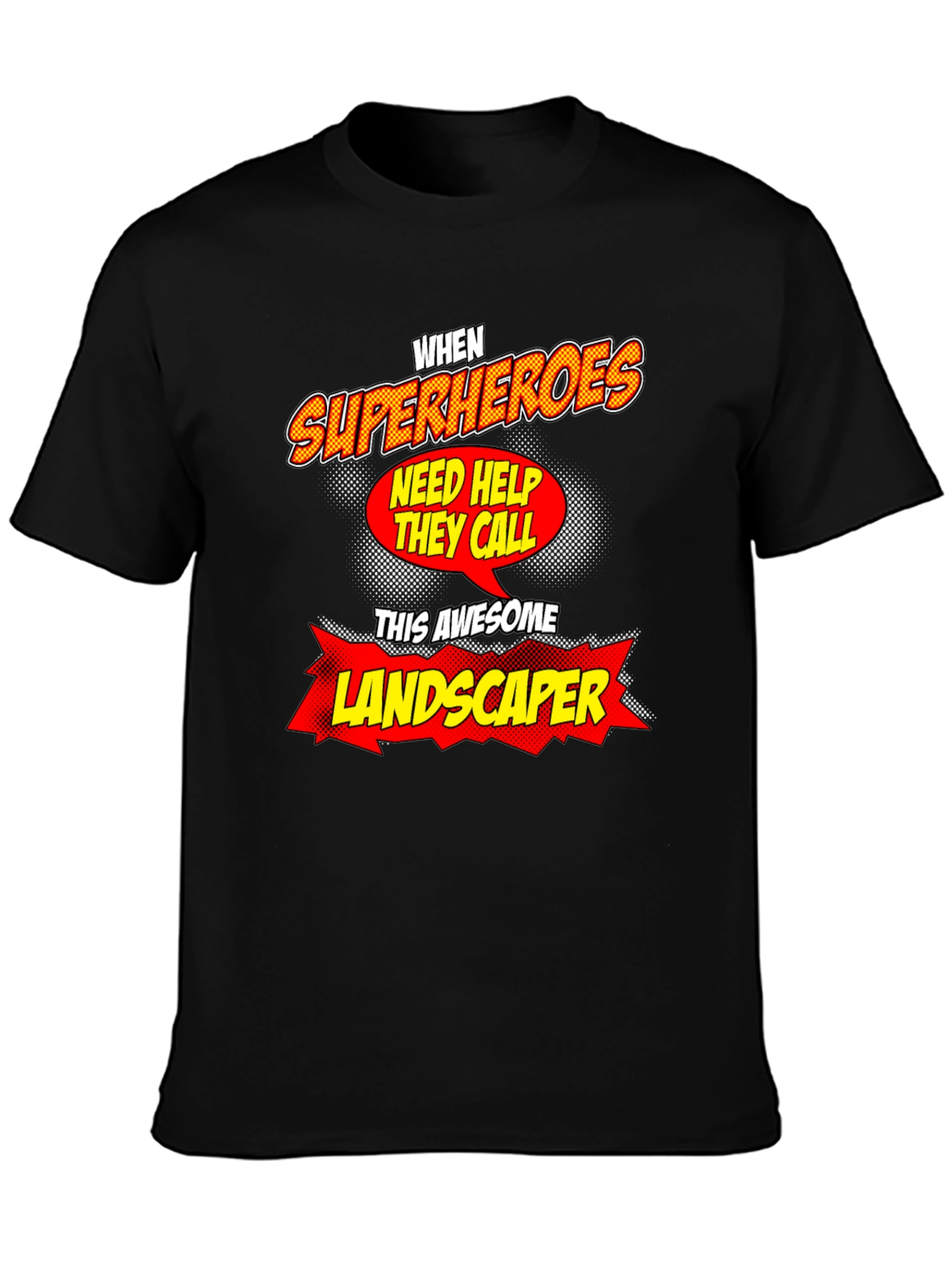 Black Awesome Landscaper Superheroes T-Shirt view 3