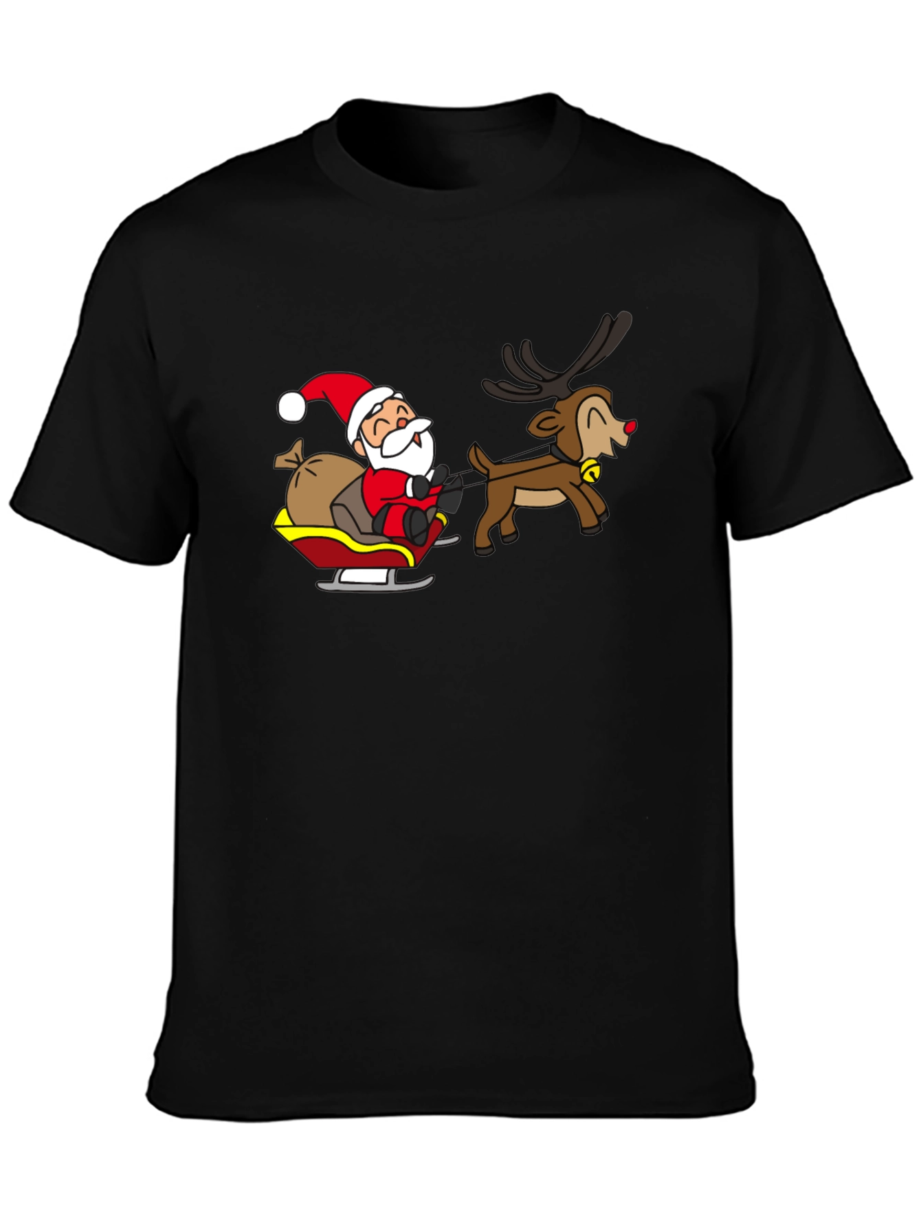 Black Santa & Reindeer Black Graphic Tee view 3