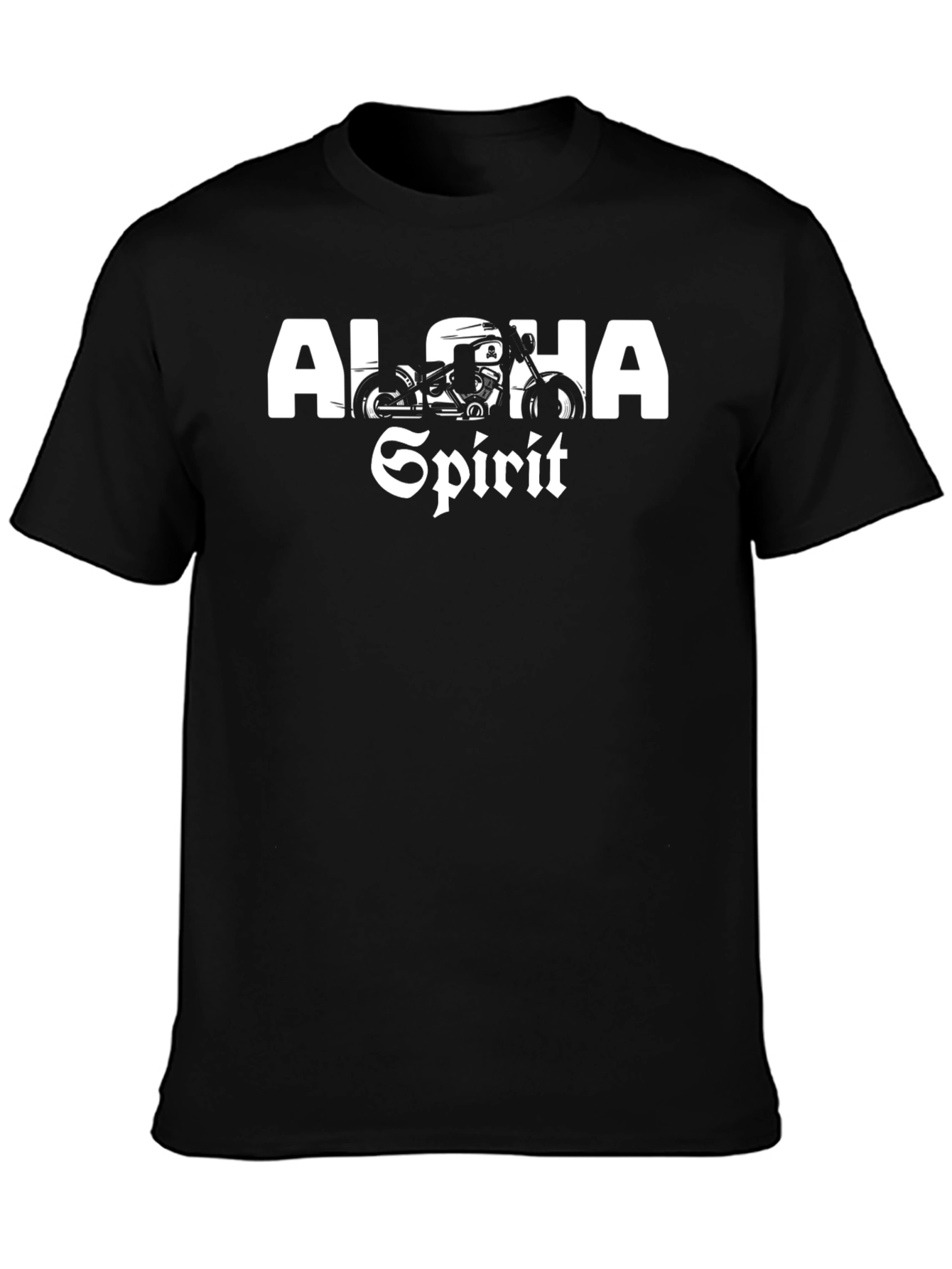 Black Aloha Spirit Motorcycle Graphic Tee - Black view 3