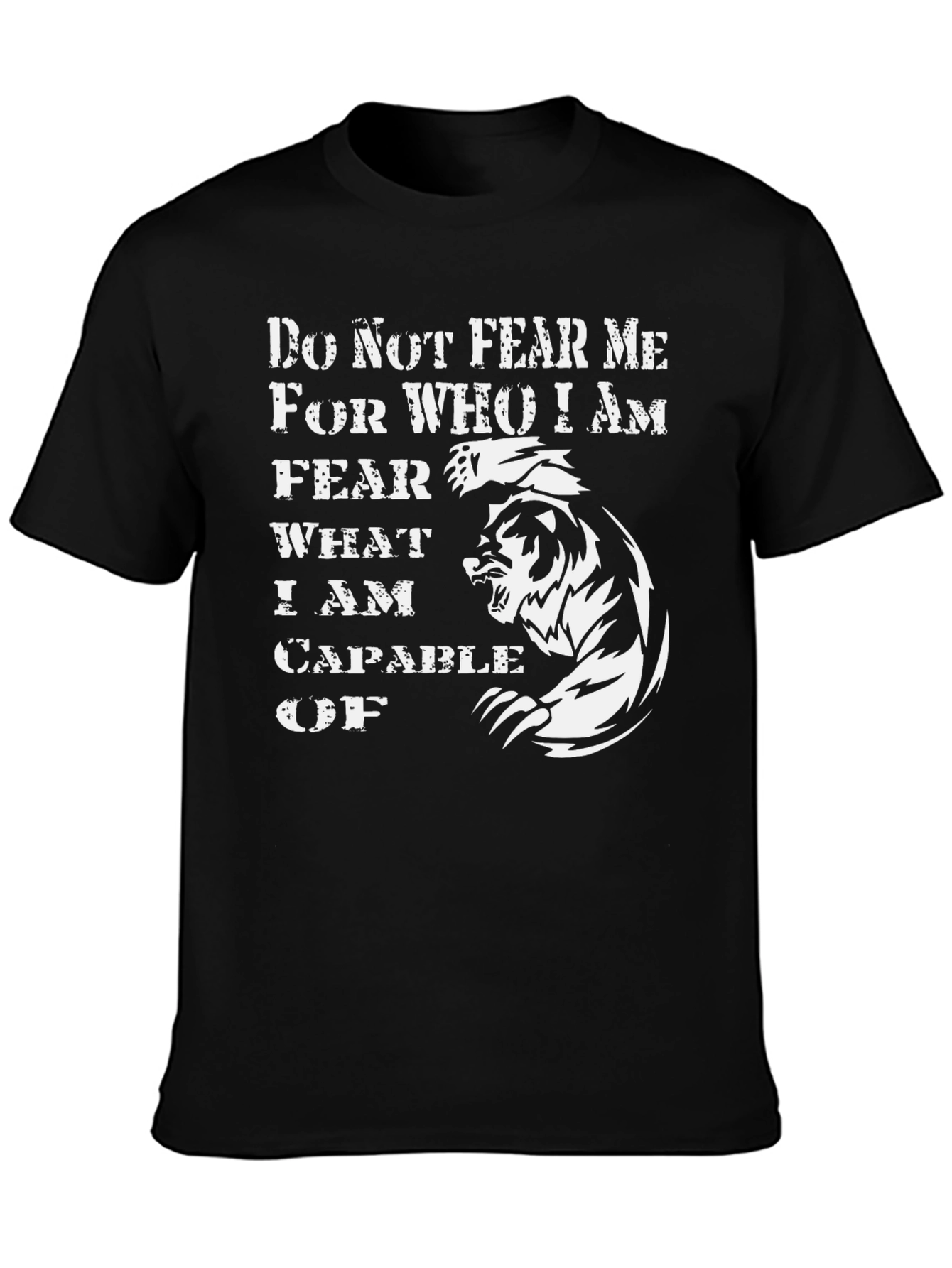 Black Fear Me Tiger Graphic T-Shirt - Bold Statement Tee view 3