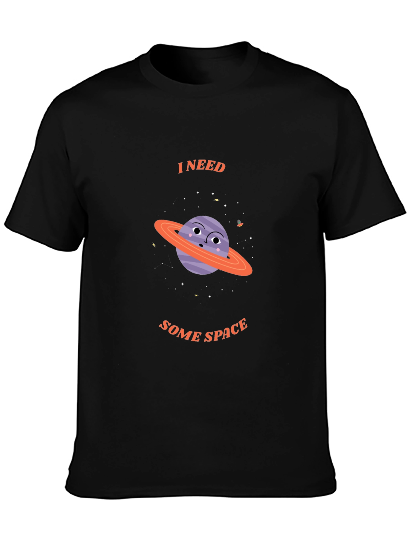 Black I Need Some Space T-Shirt - Saturn Graphic Tee view 3