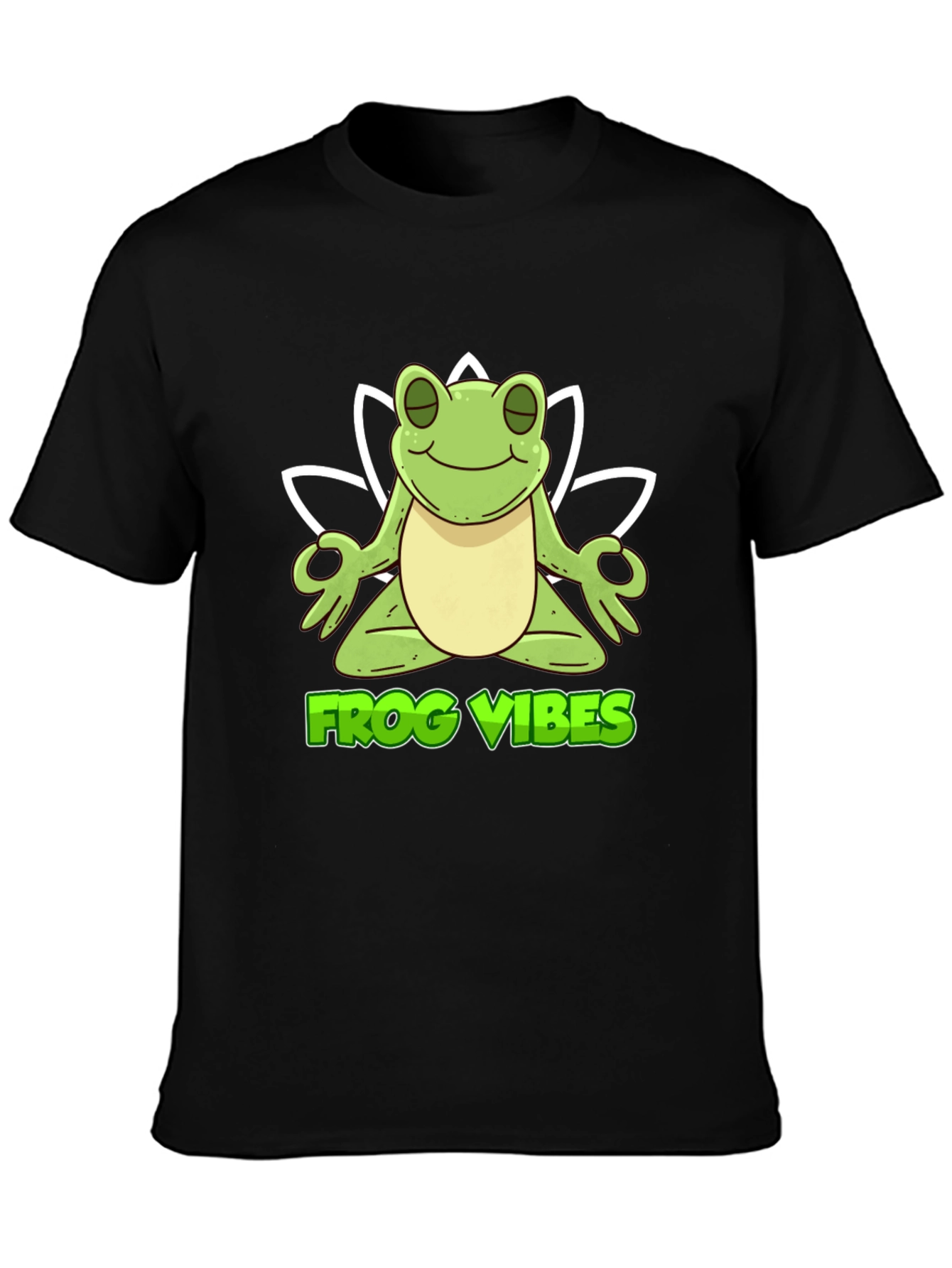 Black Frog Vibes Meditation T-Shirt - Black view 3