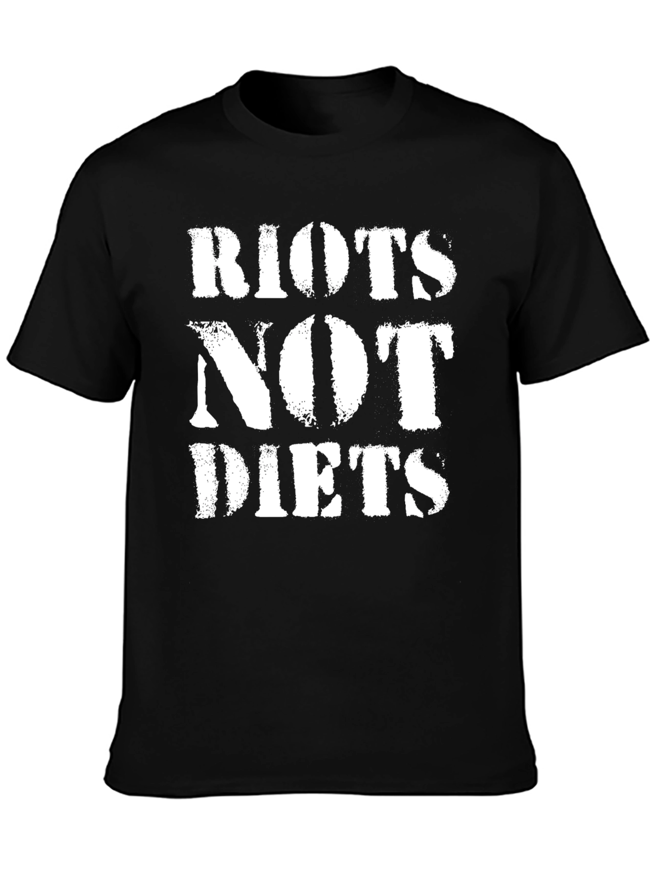 Black Riots Not Diets Graphic Tee - Bold Statement T-Shirt view 3