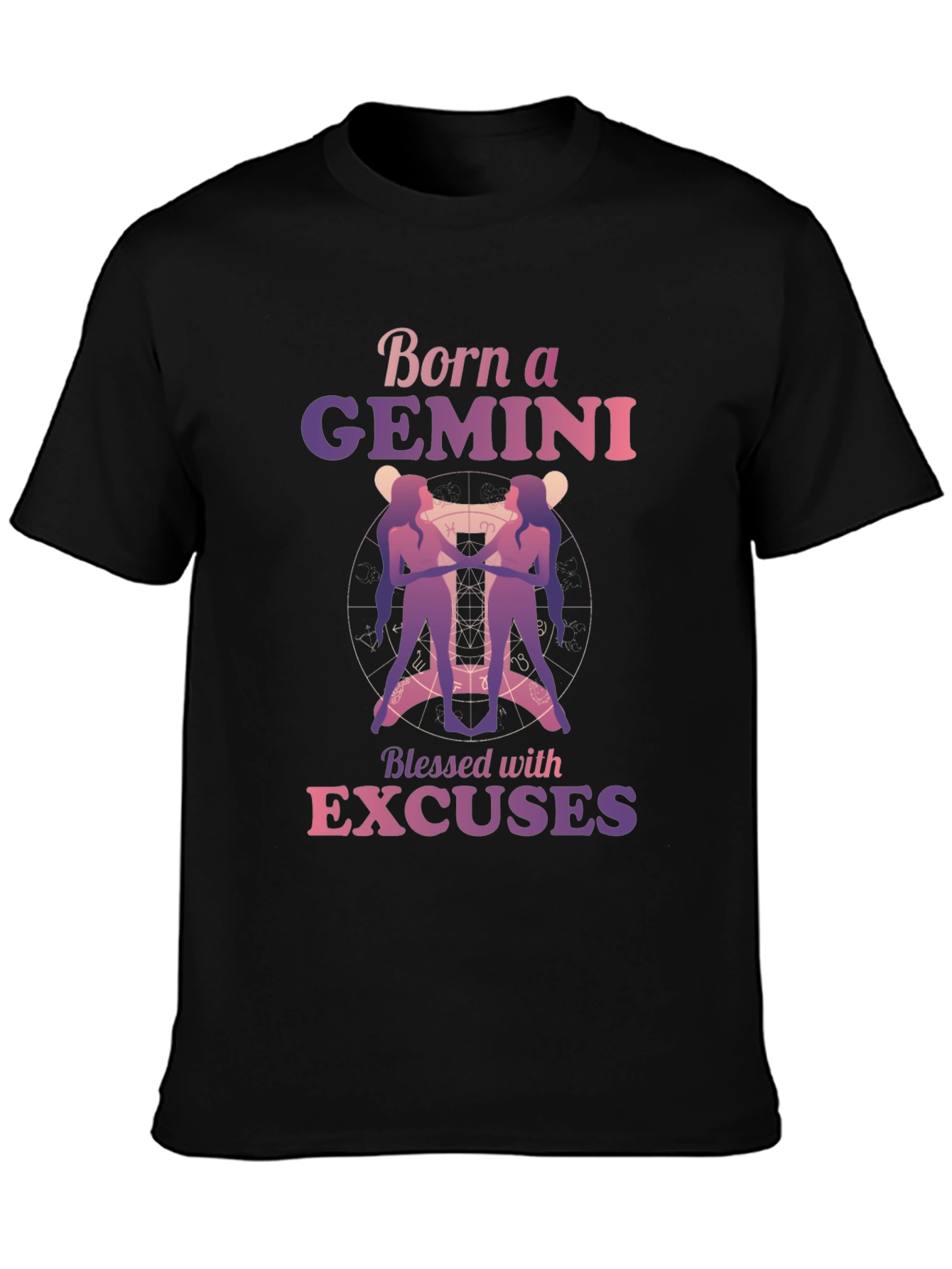 Black Born a Gemini Zodiac T-Shirt view 3