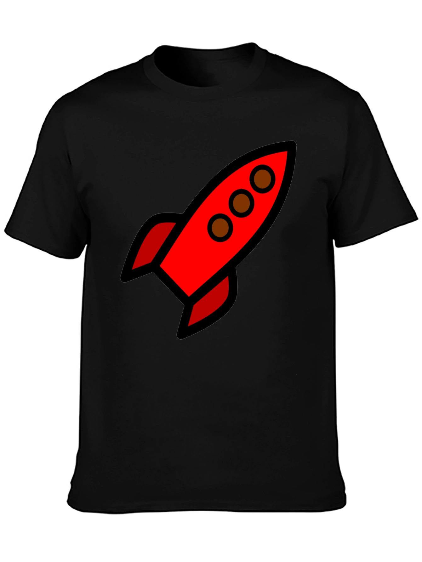 Black Retro Rocket Black T-Shirt view 3