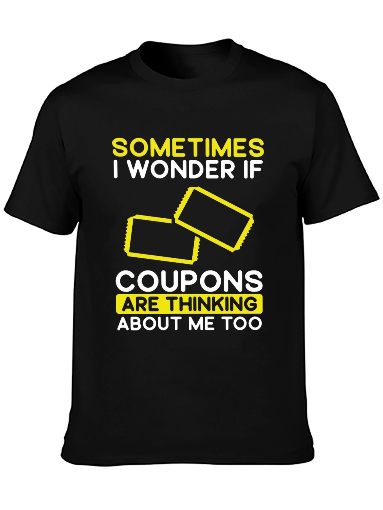 Black Coupon Thinking T-Shirt, Funny Graphic Tee view 3