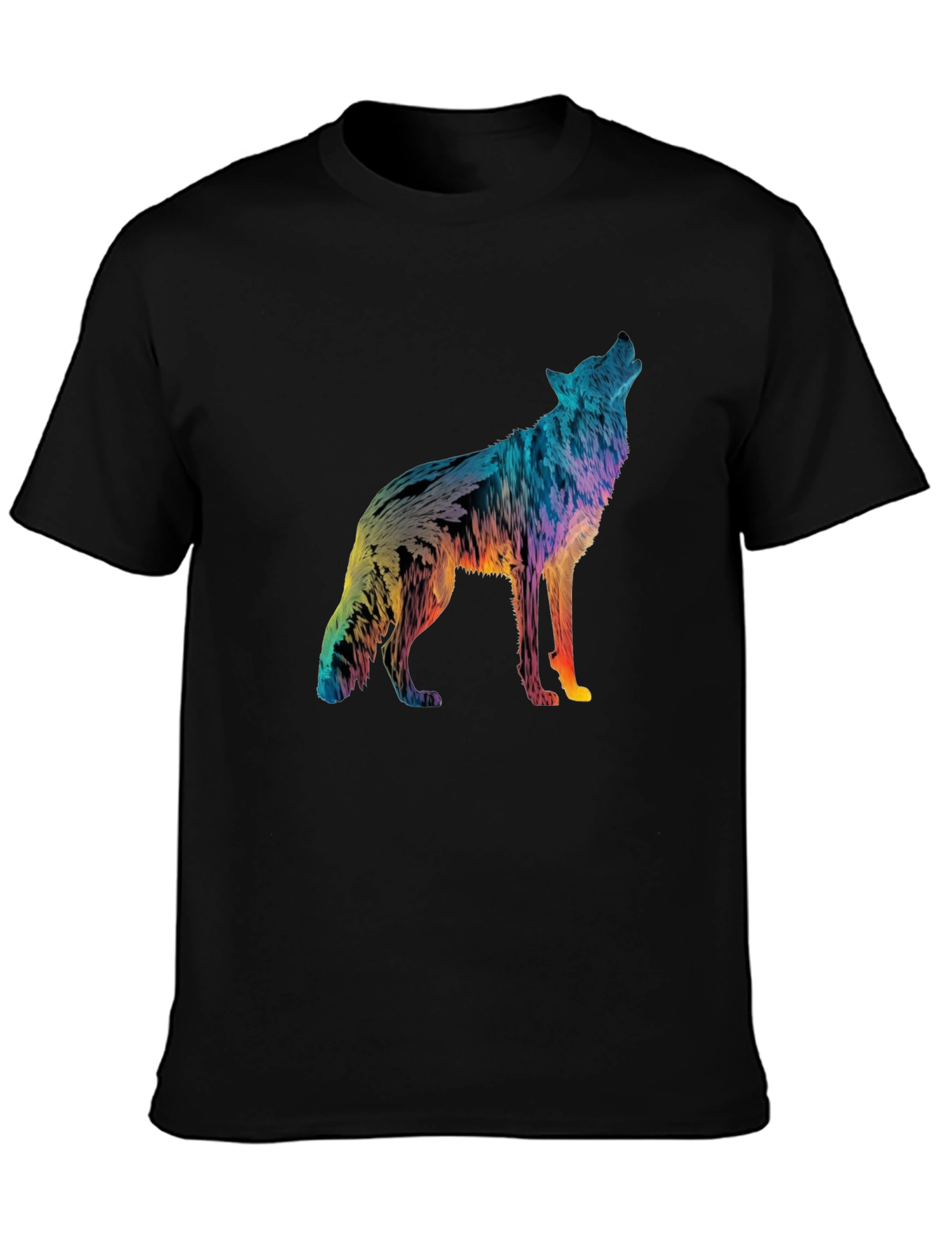 Black Vivid Wolf Graphic Tee - Men's Black T-Shirt view 3