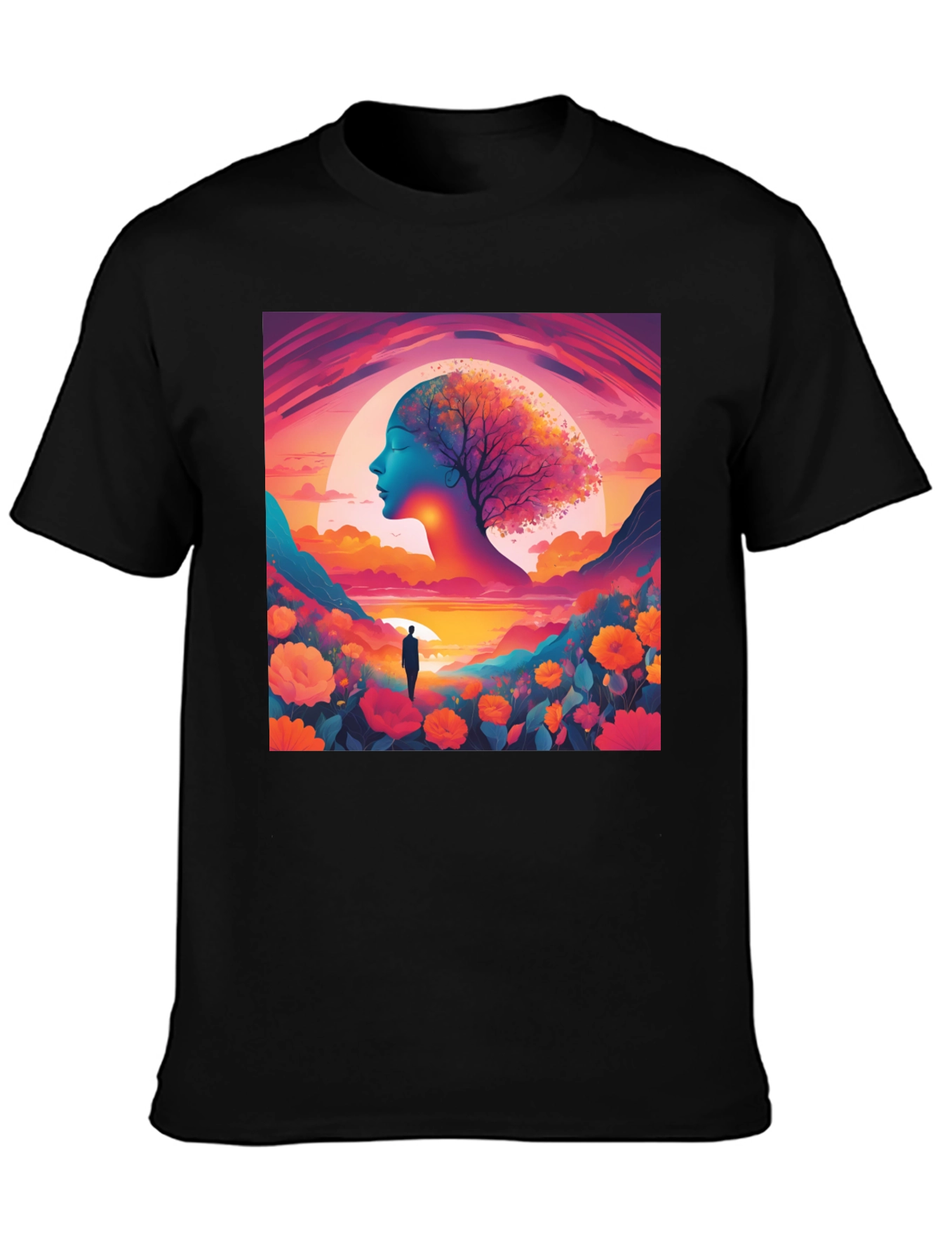 Black Nature's Dream T-Shirt - Artistic Graphic Tee view 3