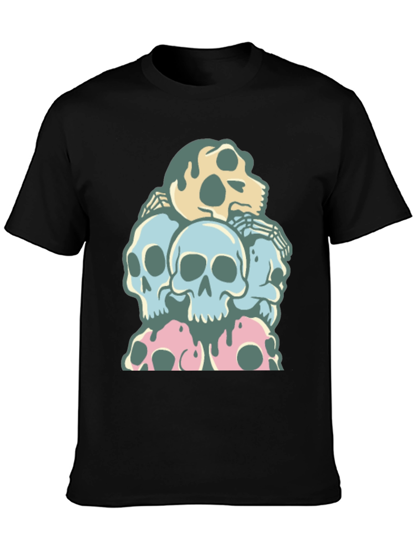 Black Skull Pile T-Shirt - Dark Humor Graphic Tee view 3