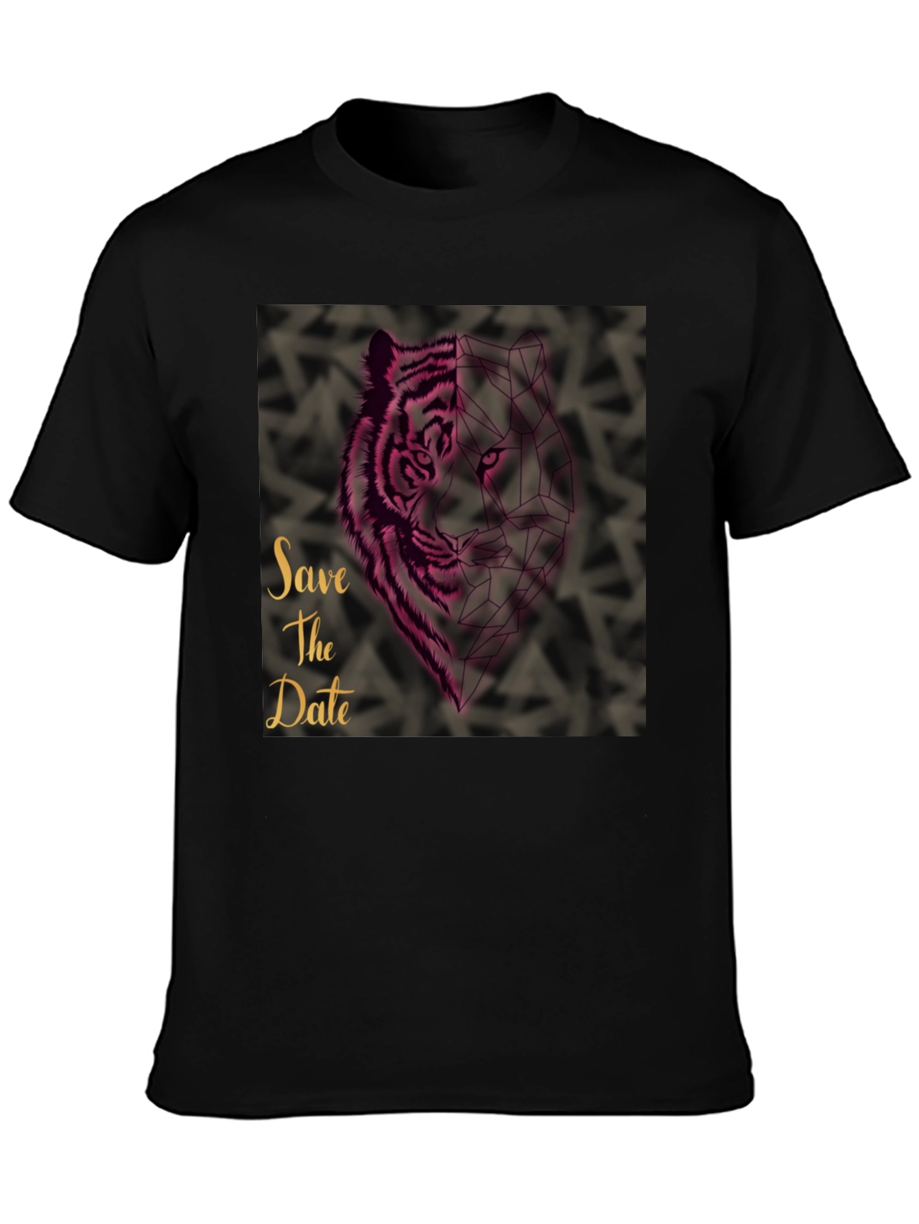 Black Save the Date Geometric Tiger Graphic T-Shirt view 3