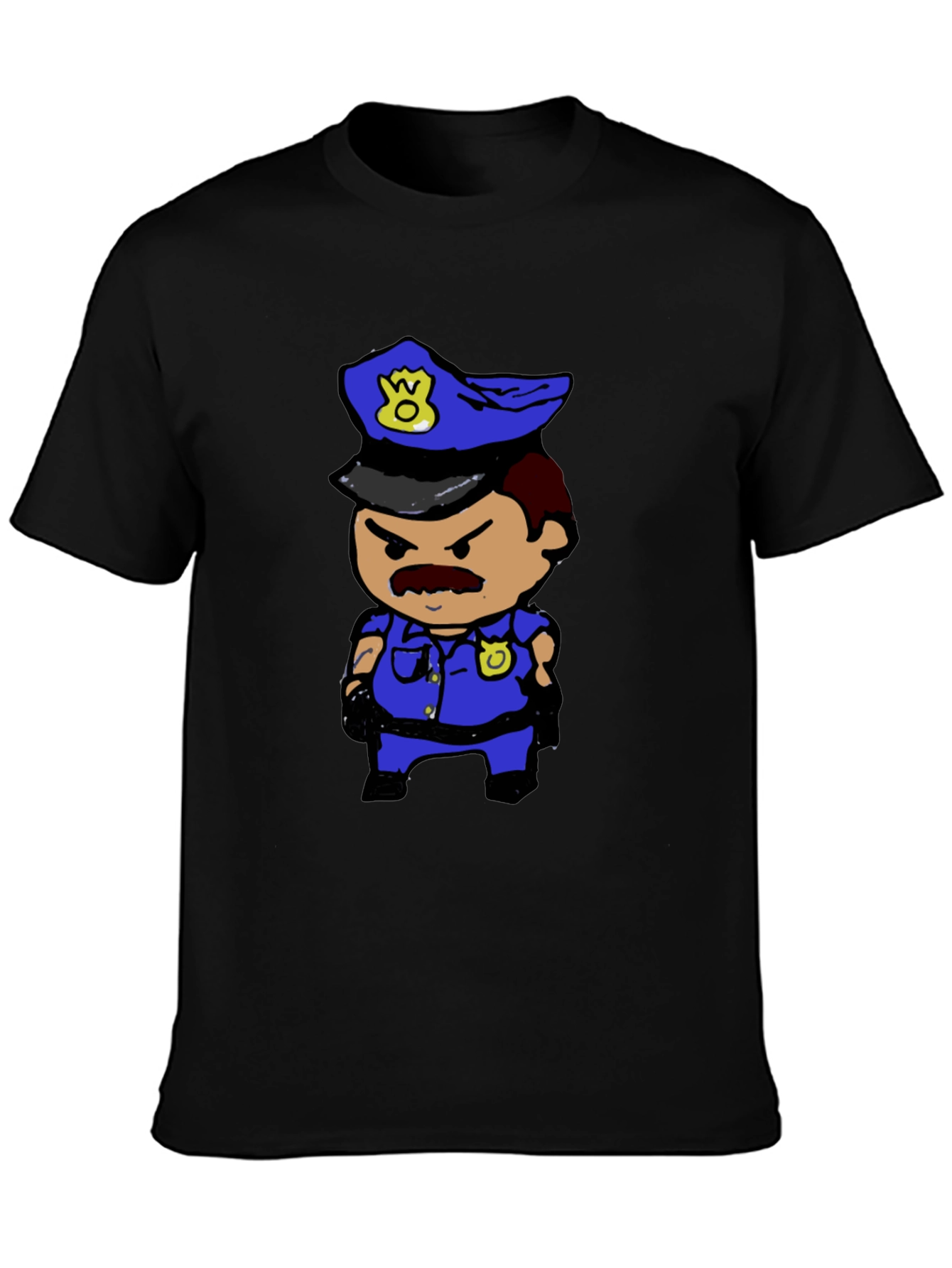 Black Cartoon Cop T-Shirt view 3