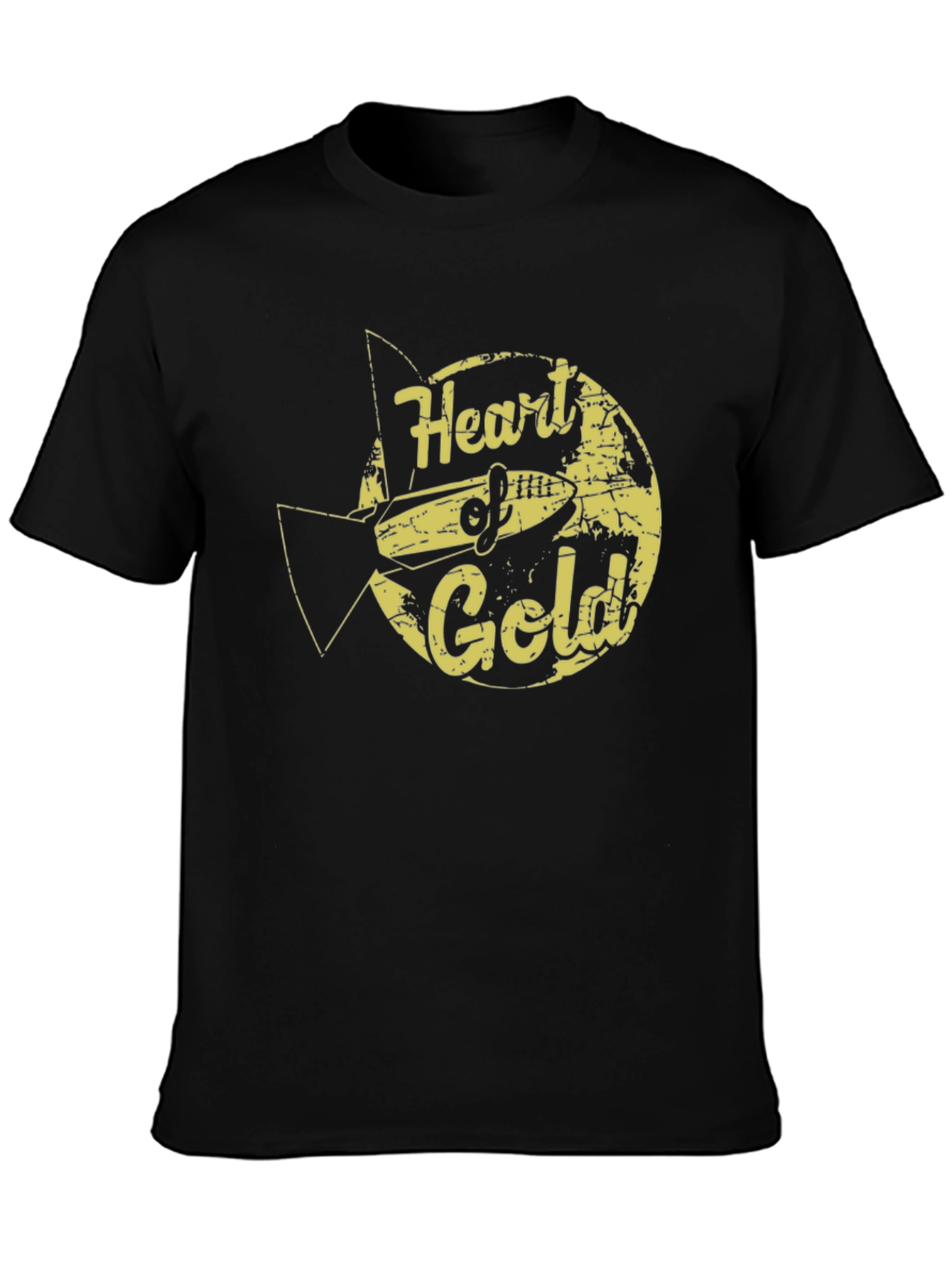 Black Heart of Gold Graphic T-Shirt - Black Crew Neck view 3