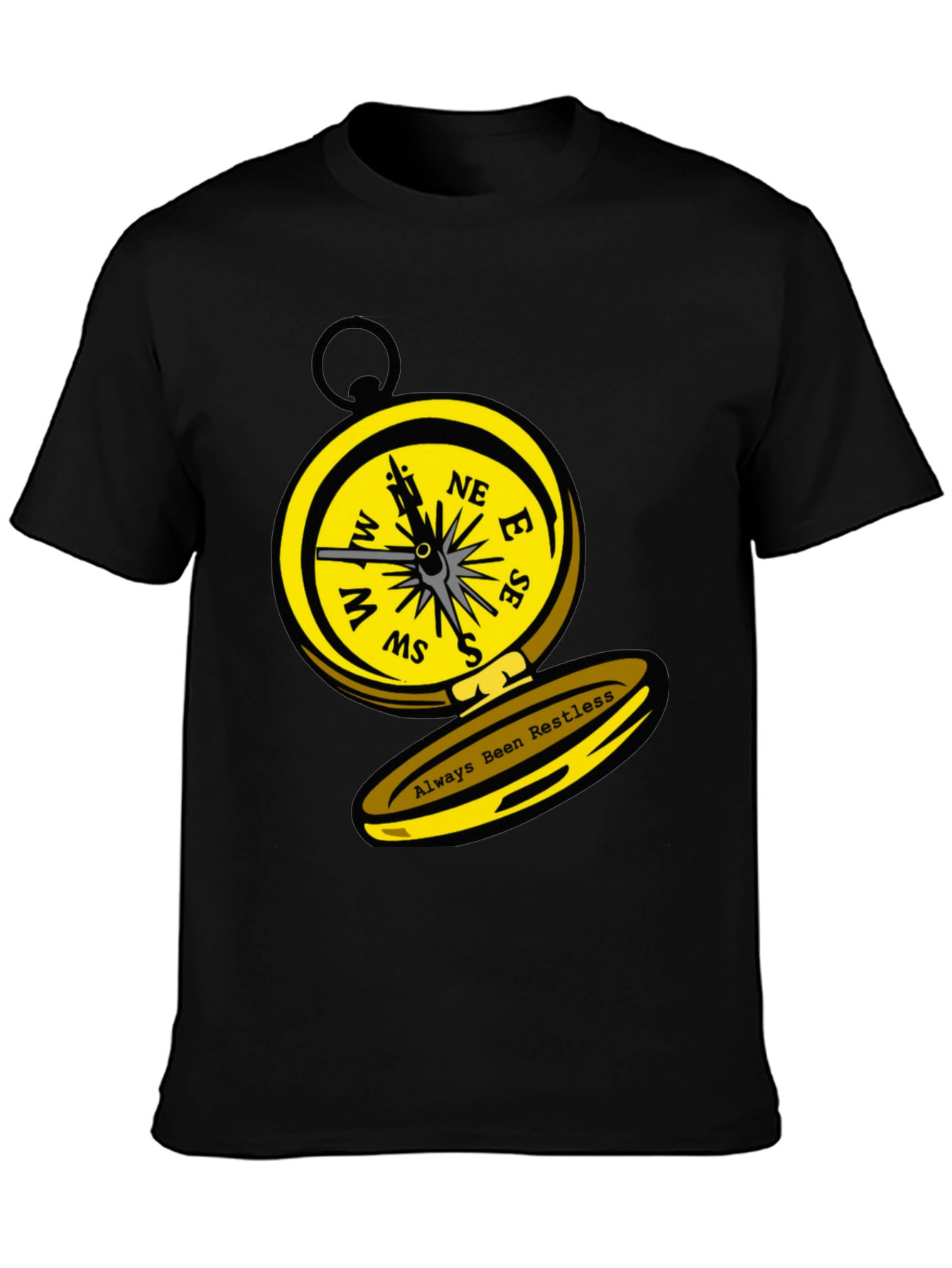 Black Always Been Restless Compass Graphic T-Shirt view 3