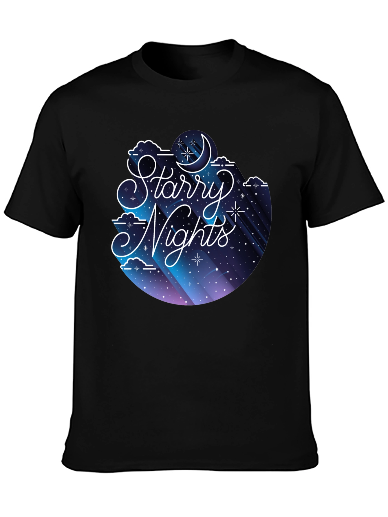 Black Starry Nights Graphic Tee - Soft Cotton Blend view 3