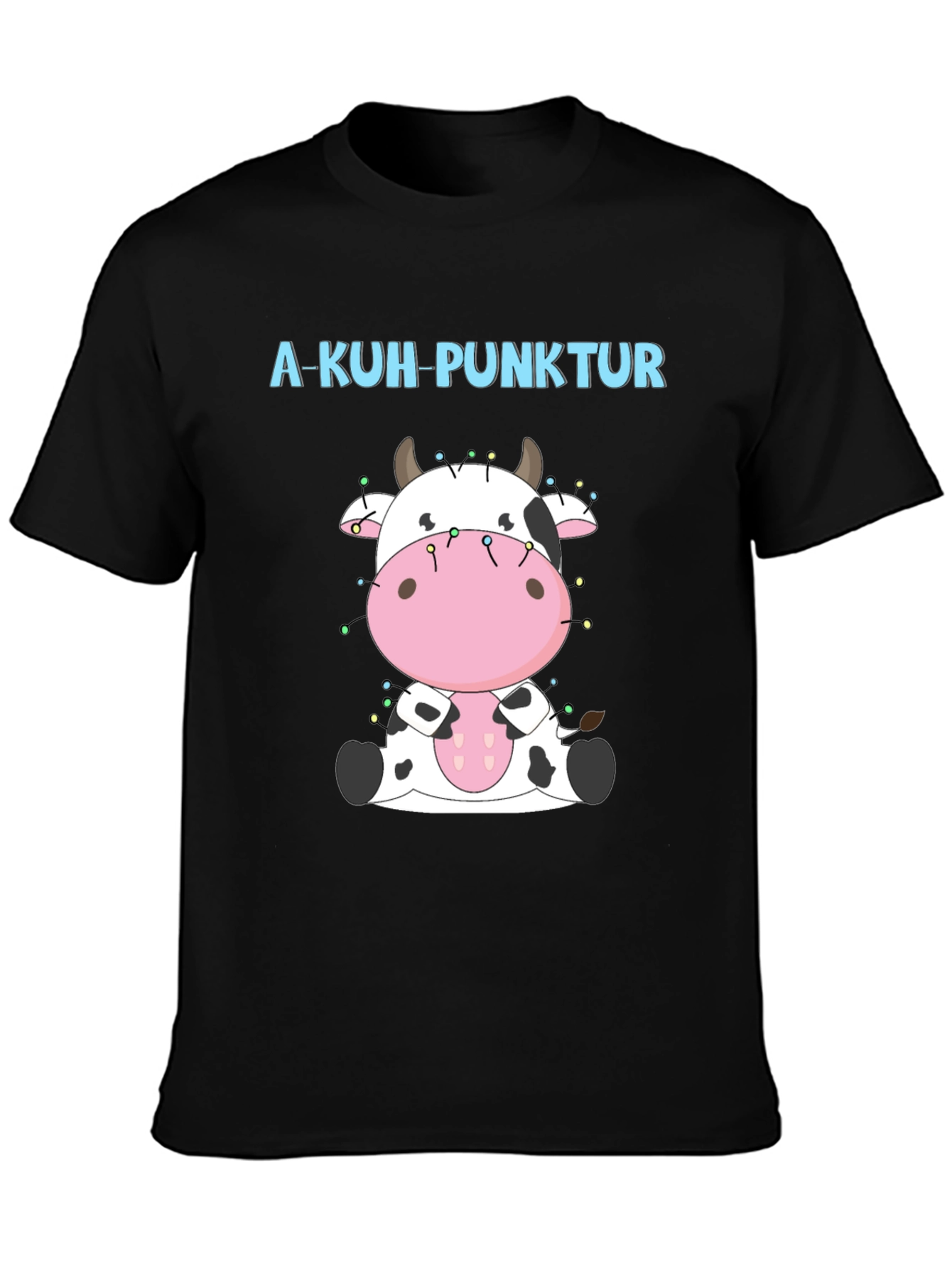 Black A-Kuh-Punktur Cow Christmas T-Shirt view 3