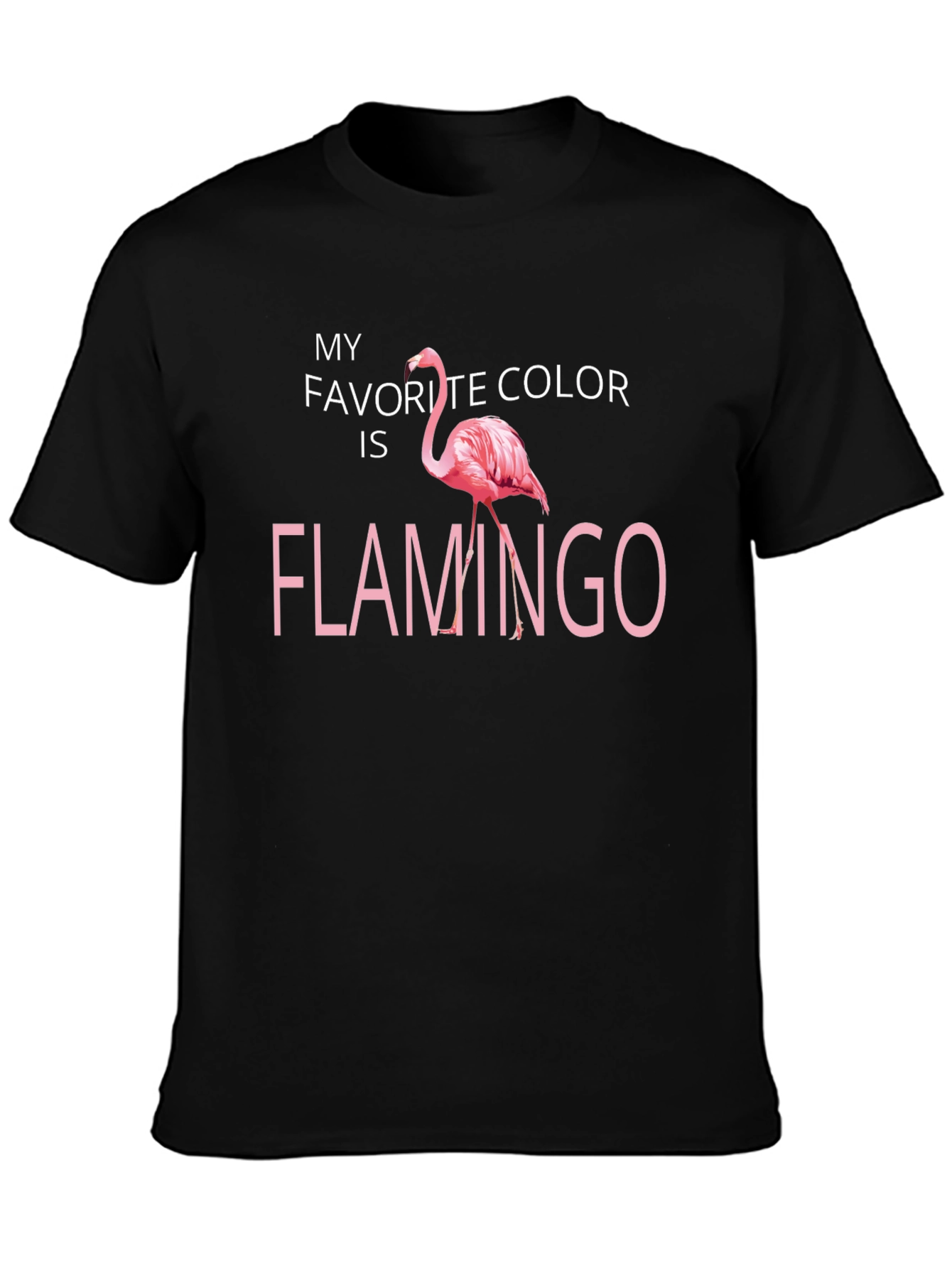 Black Flamingo Favorite Color Graphic T-Shirt view 3