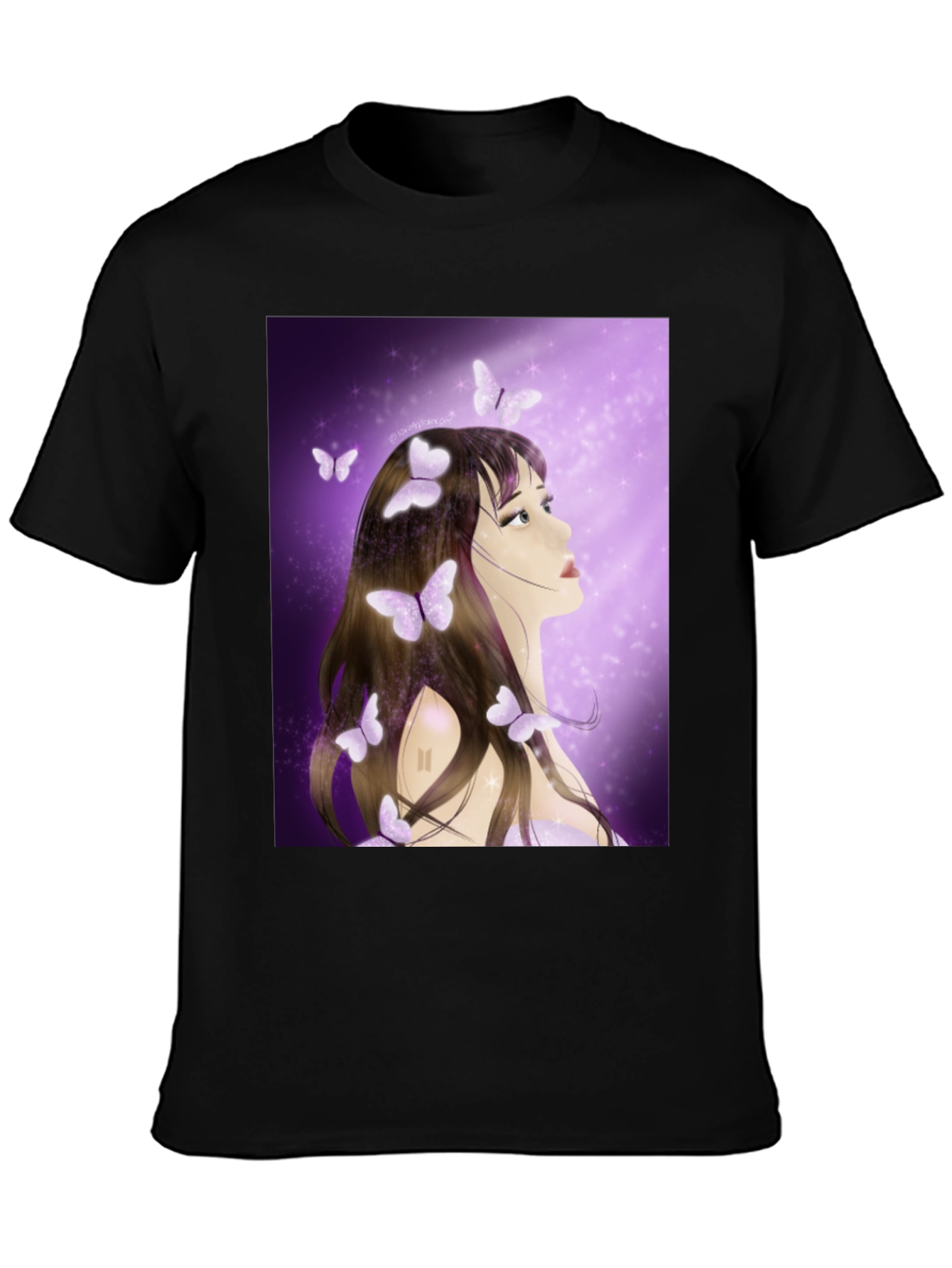 Black Girl with Butterfly T-Shirt - Artistic Graphic Tee view 3