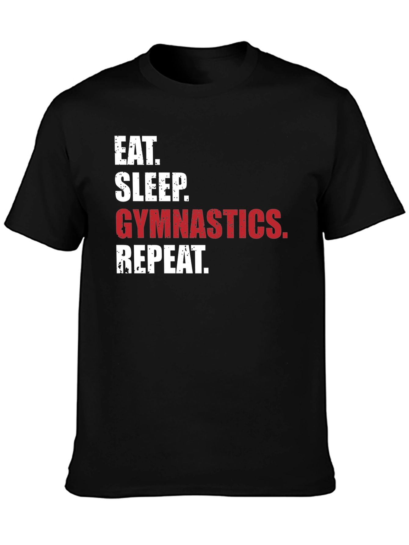 Black Eat Sleep Gymnastics Repeat Black T-Shirt view 3