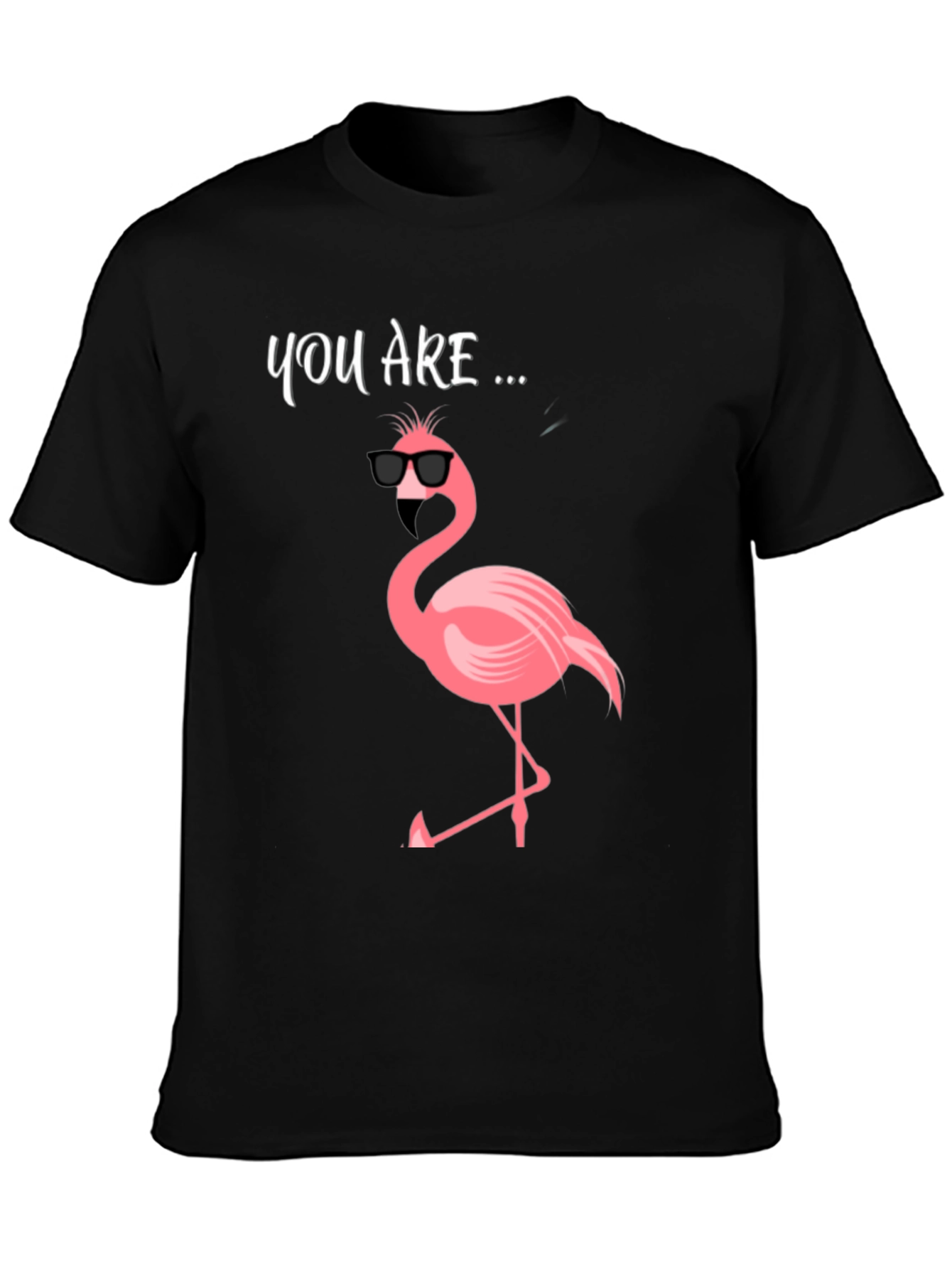 Black Cool Flamingo Graphic Tee - Men's Black T-Shirt view 3