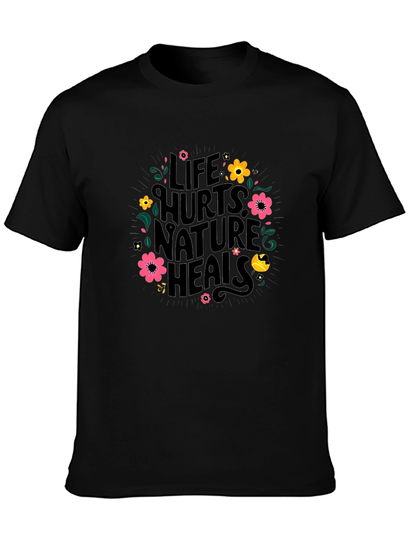 Black Life Hurts Nature Heals Graphic T-Shirt view 3