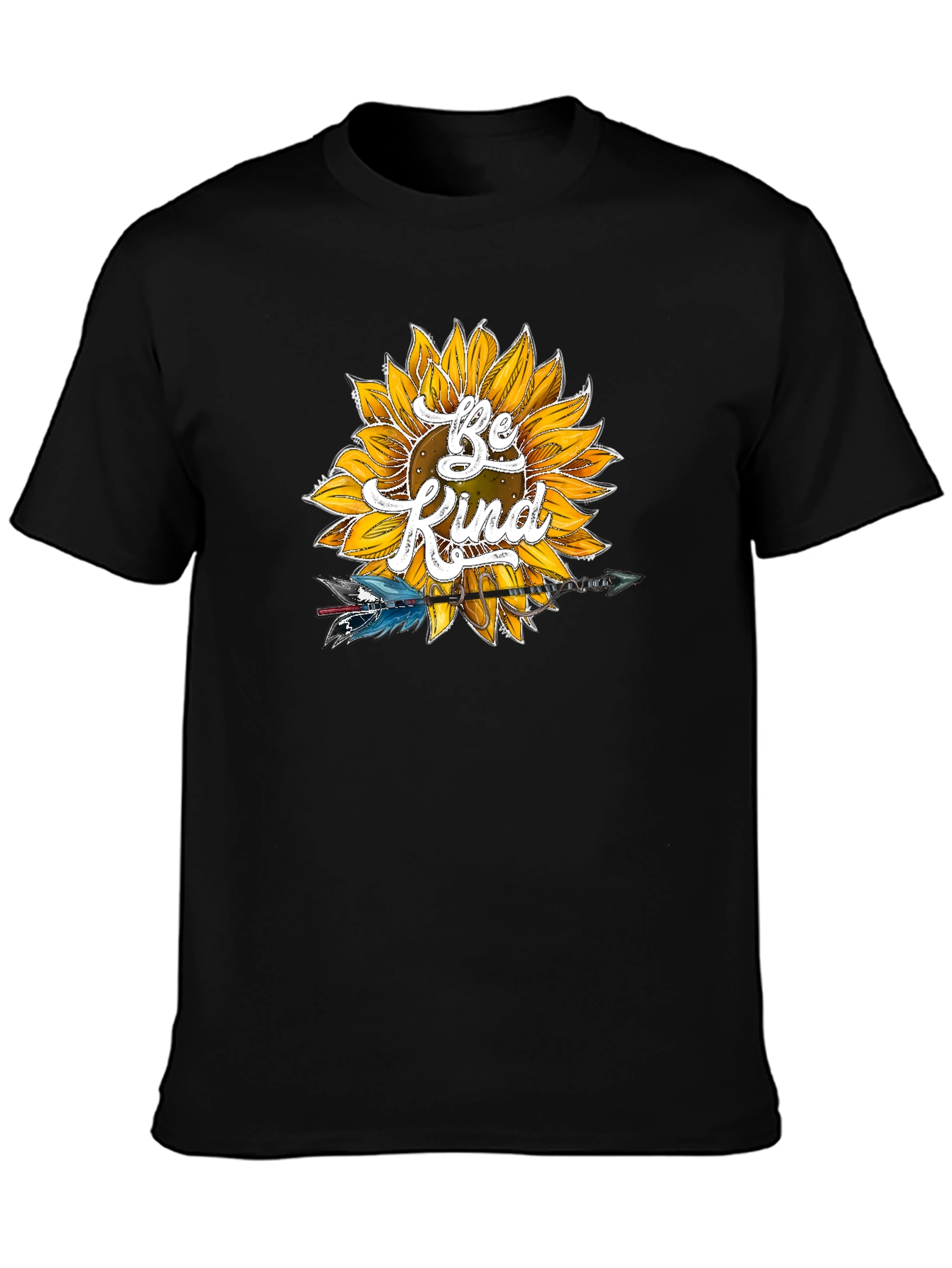 Be Kind Sunflower Graphic Tee - Soft Black Shirt - 3