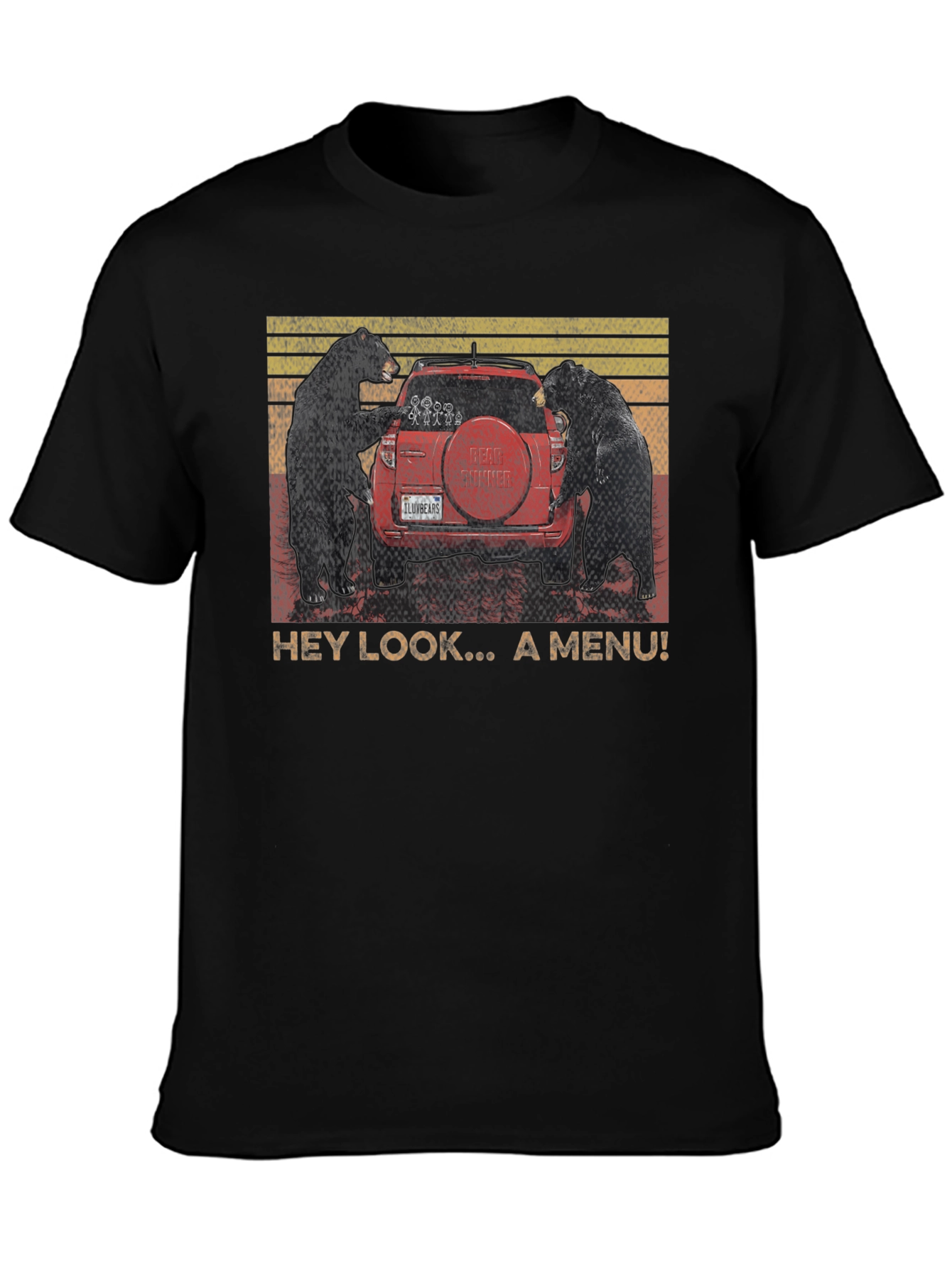 Black Bears & Car T-Shirt - "Hey Look, A Menu!" Humor Tee view 3