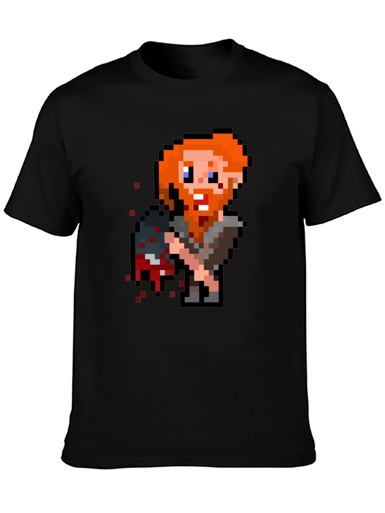 Black Pixelated Viking T-Shirt - Retro Gaming Tee view 3