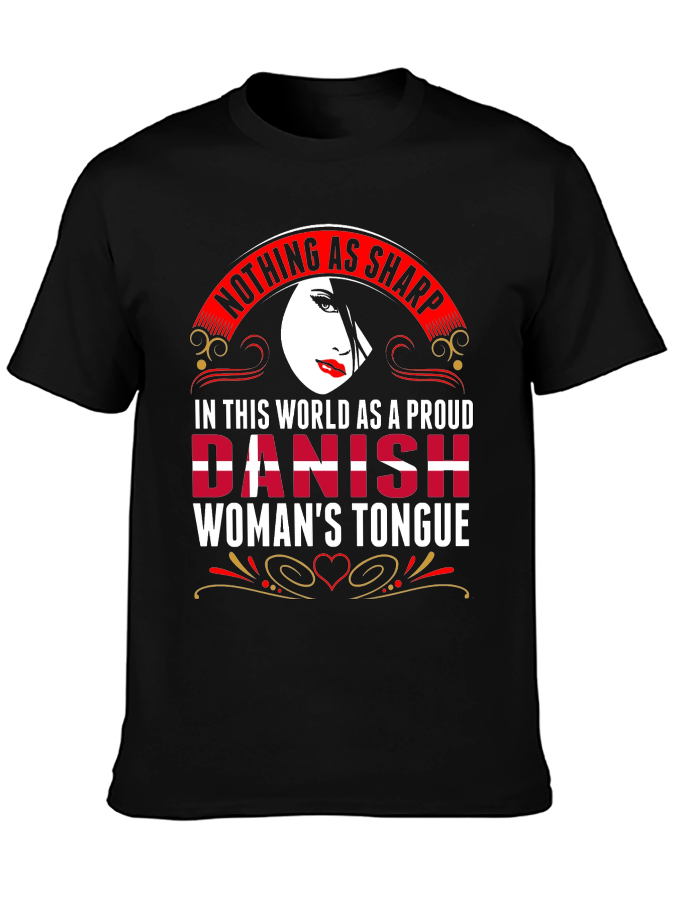 Black Proud Danish Woman's Tongue Graphic Tee view 3
