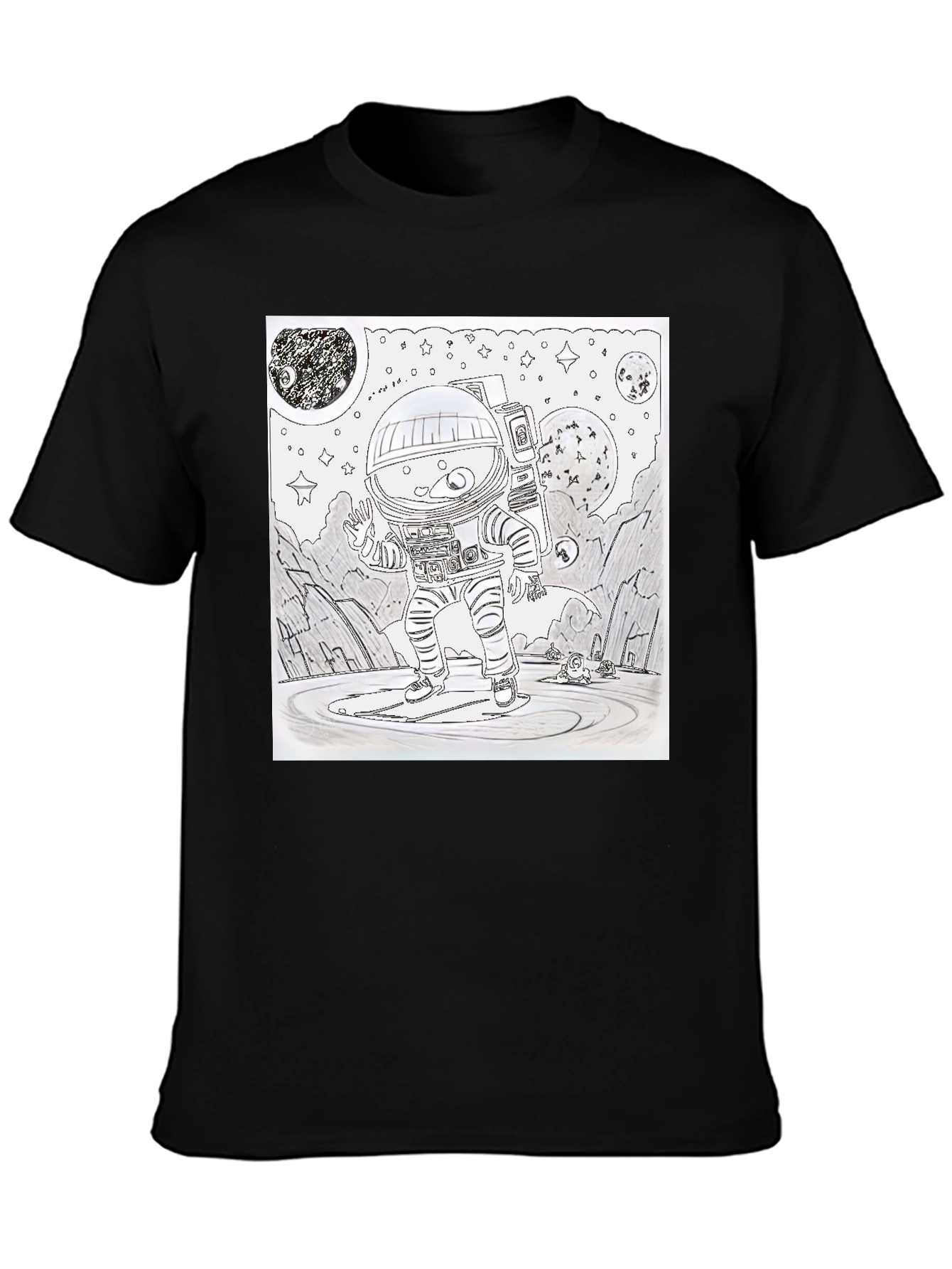 Black Astronaut Graphic T-Shirt - Space Explorer Design view 3