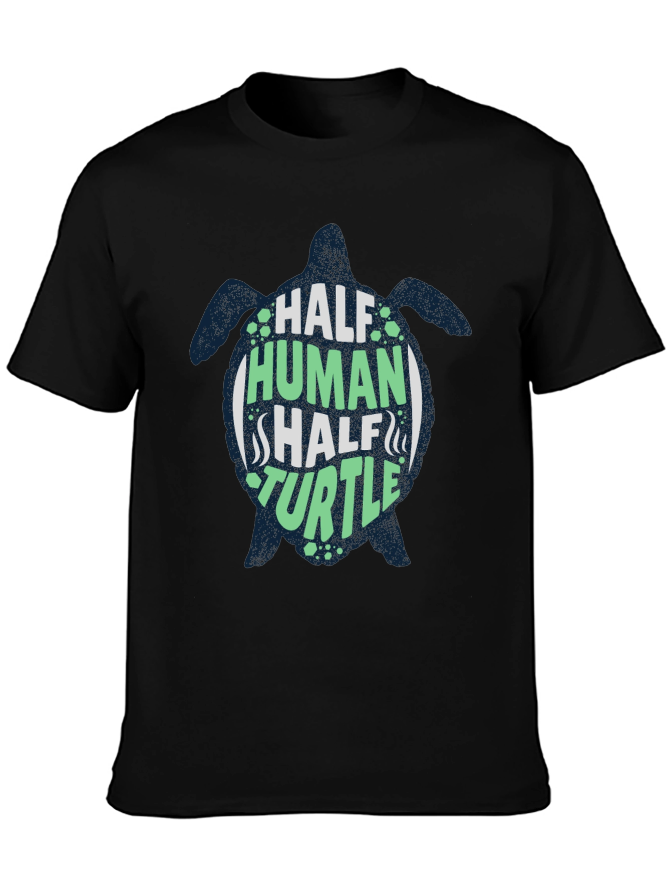 Black Half Human Half Turtle Black Graphic T-Shirt view 3