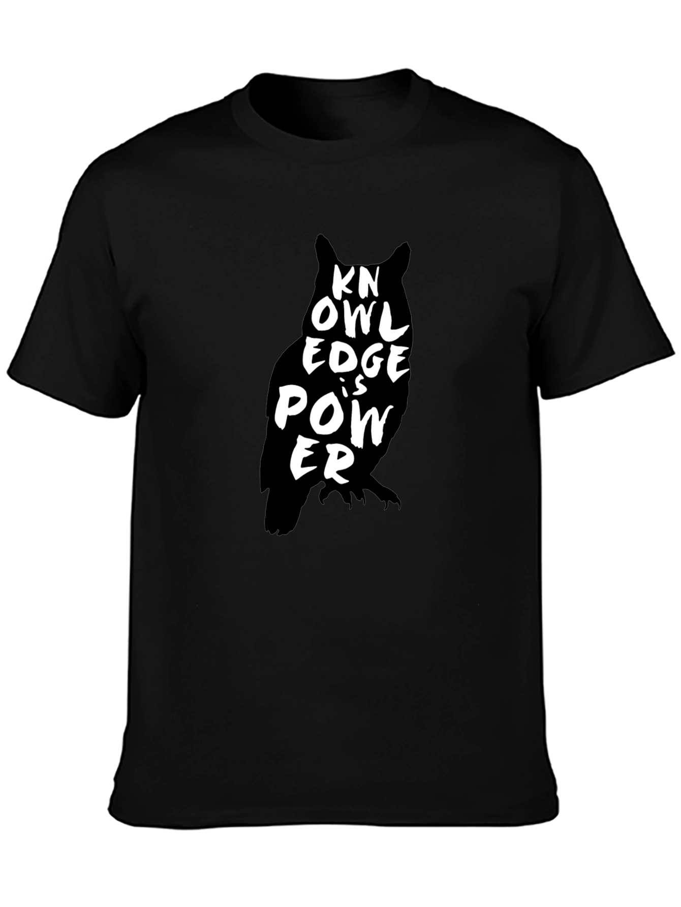 Black Knowledge is Power Owl Graphic T-Shirt - Black view 3