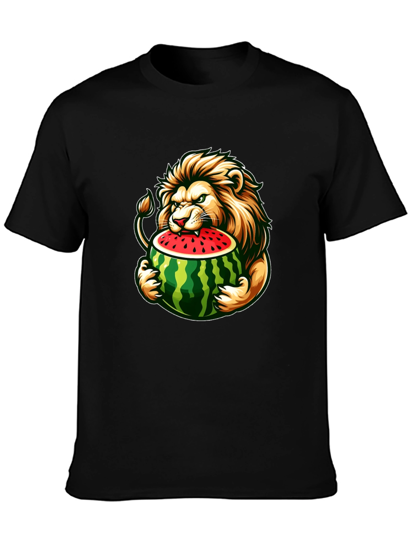 Black Lion Eating Watermelon Graphic Tee view 3