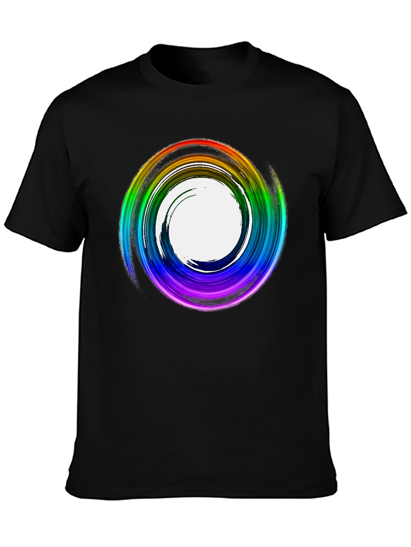 Black Rainbow Swirl Graphic Tee - Stylish Casual Top view 3